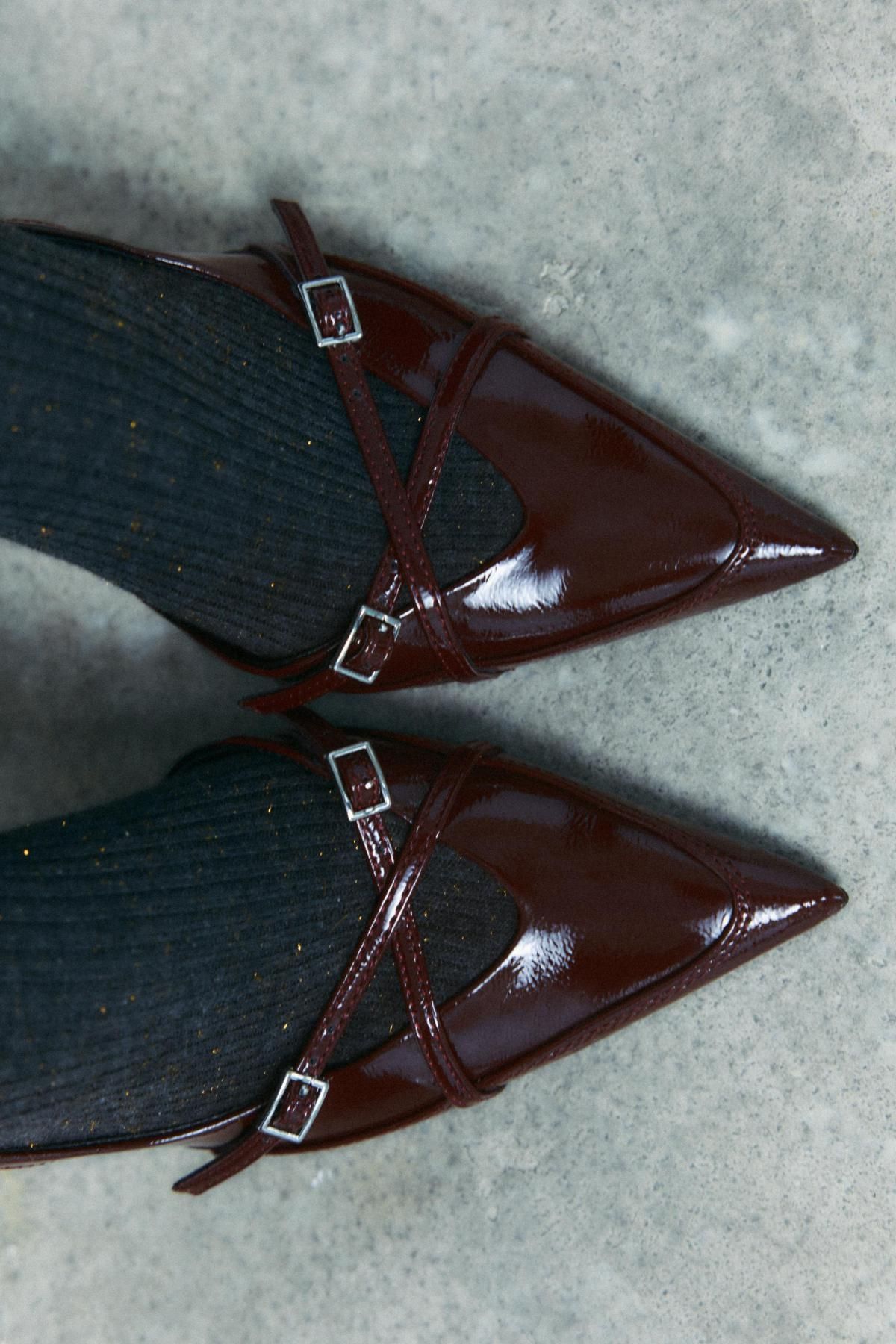 자라 버클 스트랩 힐 3208/410 BURGUNDY RED - 상세 이미지 3