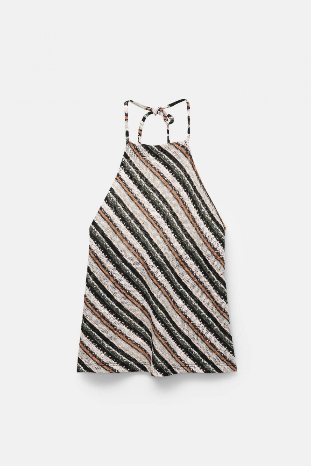 풀앤베어 스트라이프 시퀸 디테일 홀터넥 민소매 탑 7150/345 STRIPED - 상품 이미지