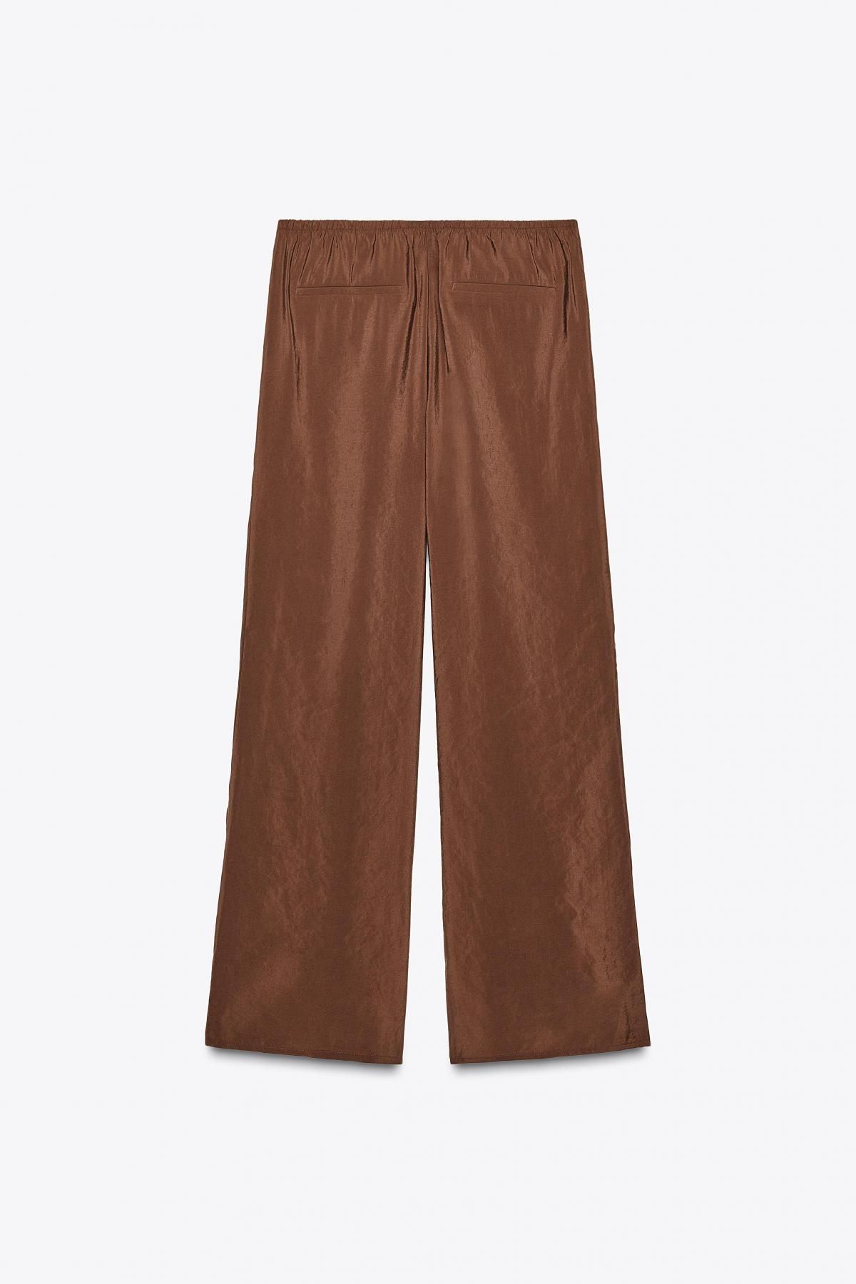 자라 브라운 와이드 플루이드 슬랙스 팬츠 3067/450 CHOCOLATE BROWN 이미지 8