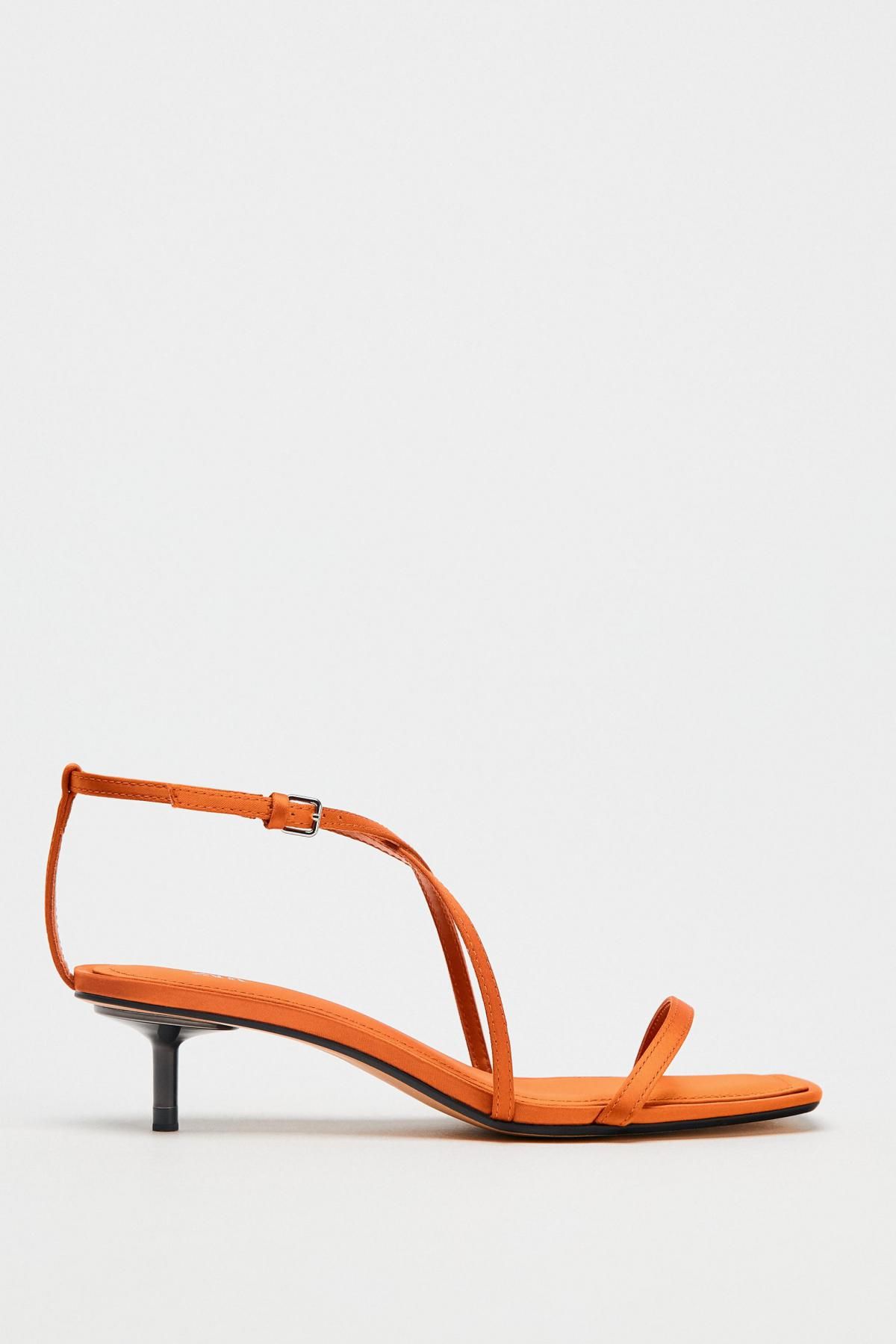 자라 오렌지 새틴 스트랩 샌들 1311/610 ORANGE - 메인 이미지