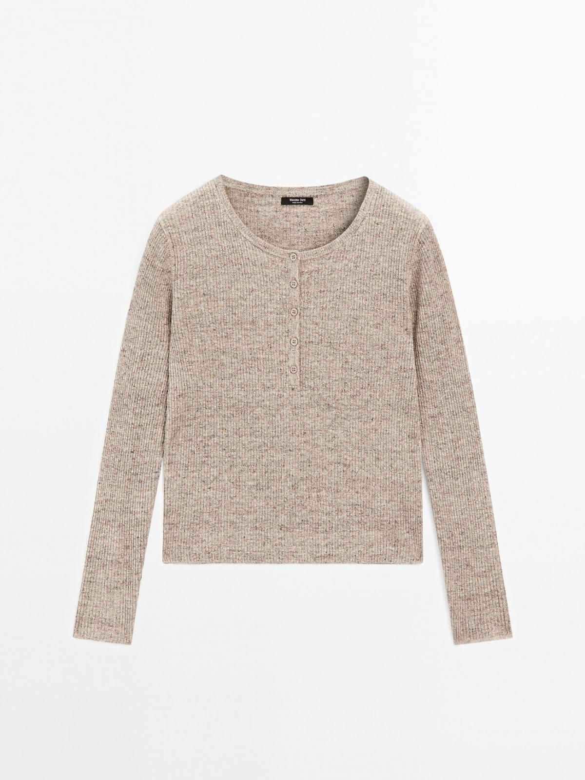 마시모두띠 린넨블렌드 라운드넥 버튼 헨리넥 니트 5775/686 GREY MARL - 상품 이미지
