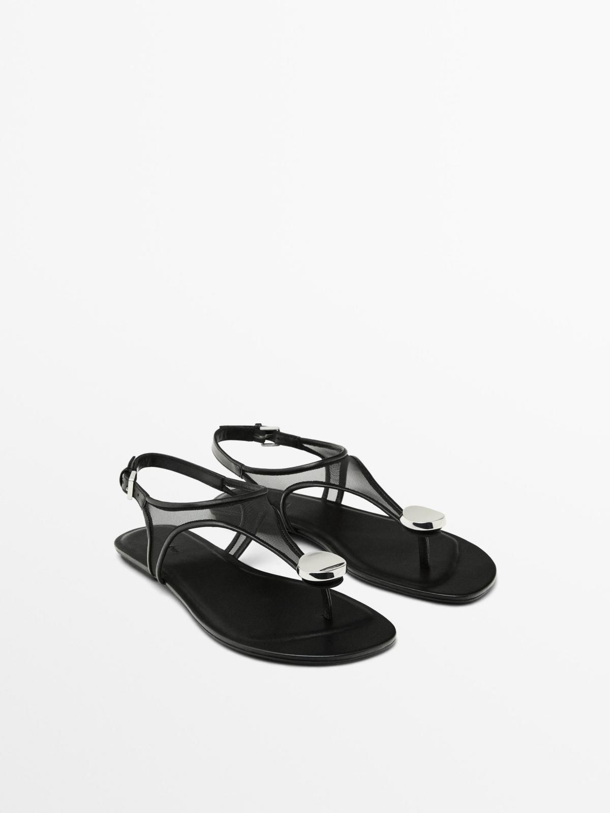마시모두띠 라인스톤 디테일 메쉬 스트랩 샌들 1744/550 BLACK - 상세 이미지 2