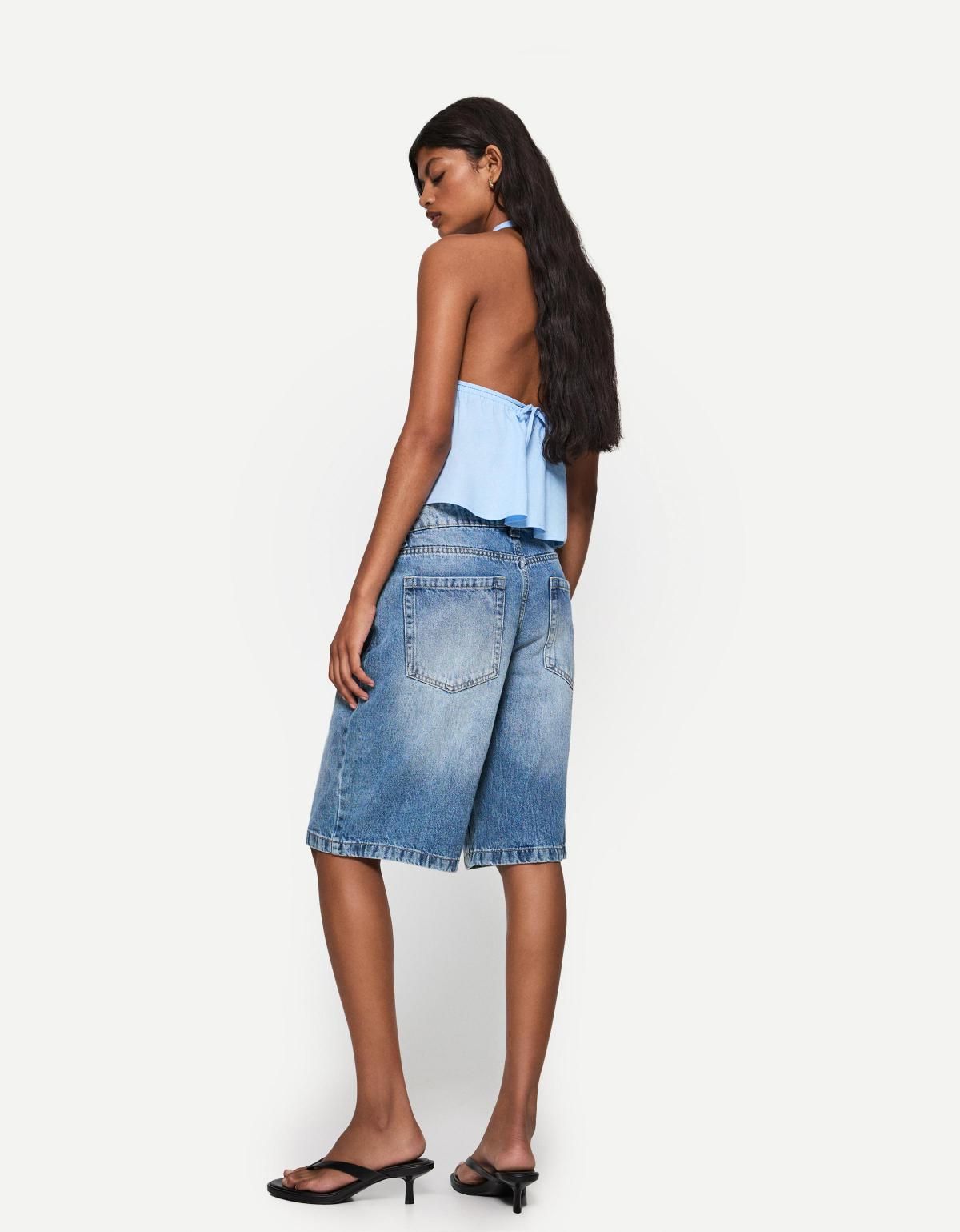 버쉬카 배기 데님 쇼츠 3193/335 LIGHT BLUE - 상세 이미지 3