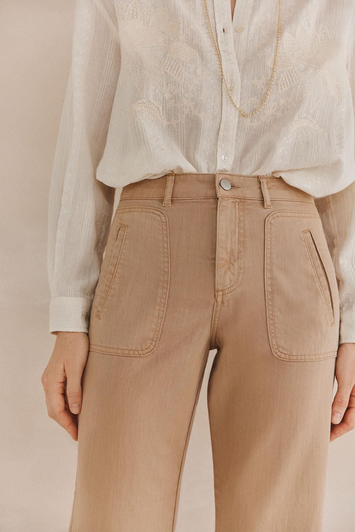 호스 인트로피아 와이드핏 TENCEL 슬랙스 팬츠 Paliana 8029134 MARFIL - 상세 이미지 3