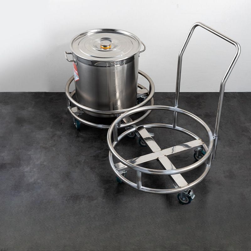 가장 옵션구성 우수들통 받침대 바퀴 원형 급식실 말통 거치 대차 32cm 42cm - 상품 이미지