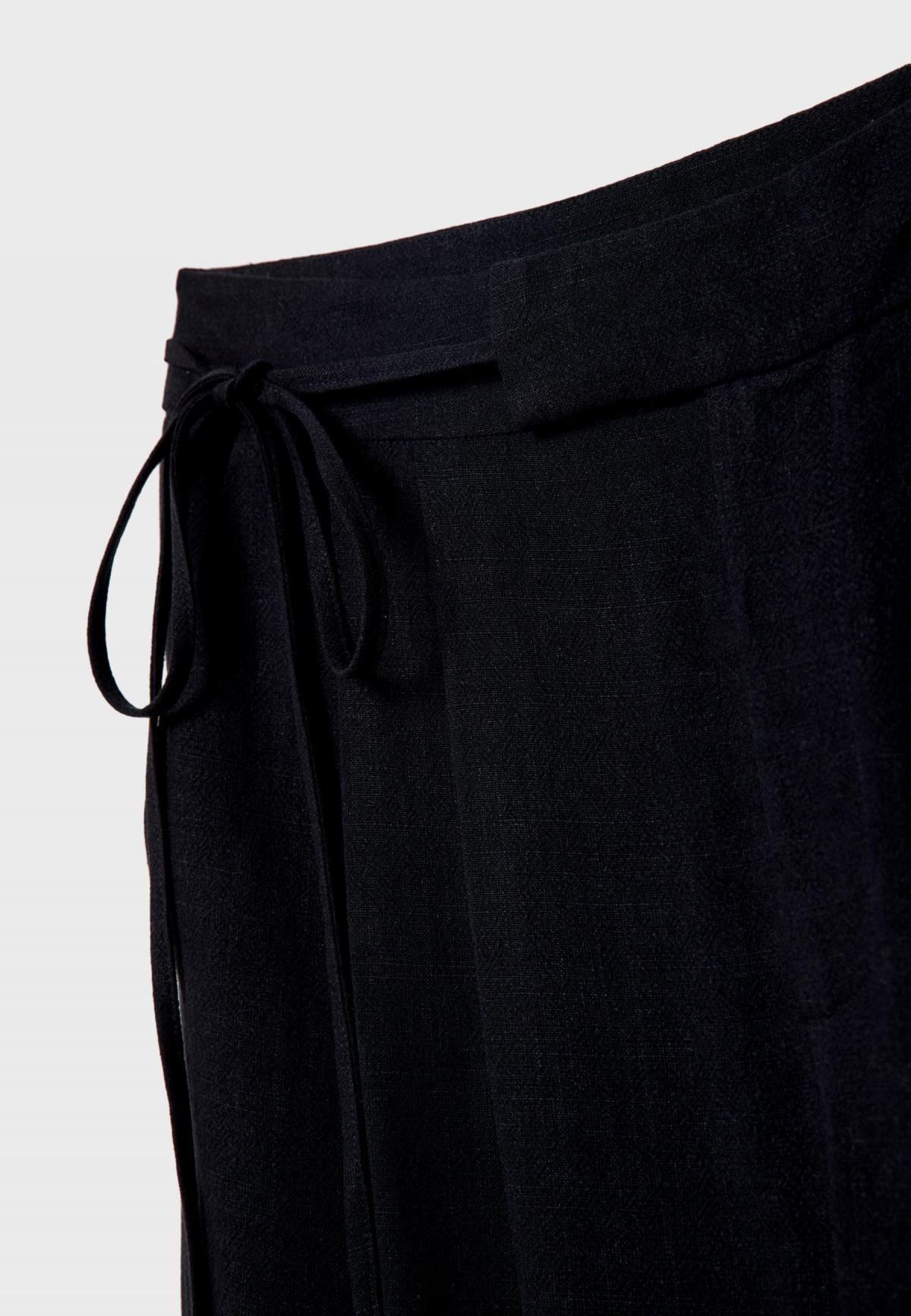 스트라디바리우스 리넨블렌드 타이 와이드 팬츠 7306/610 BLACK - 상세 이미지 4