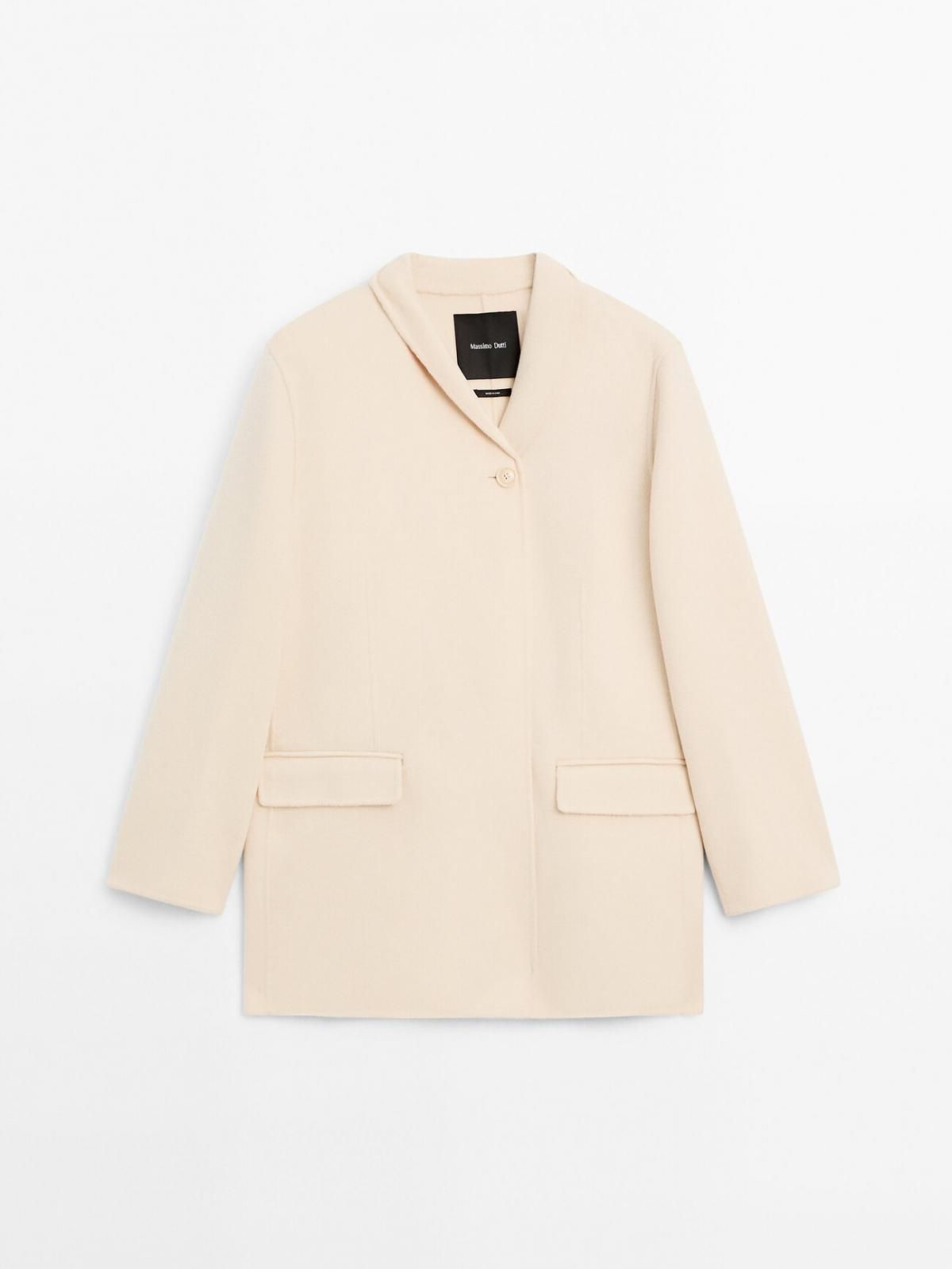 마시모두띠 미니멀 울블렌드 하이넥 미디 코트 6415/966 CREAM - 상품 이미지
