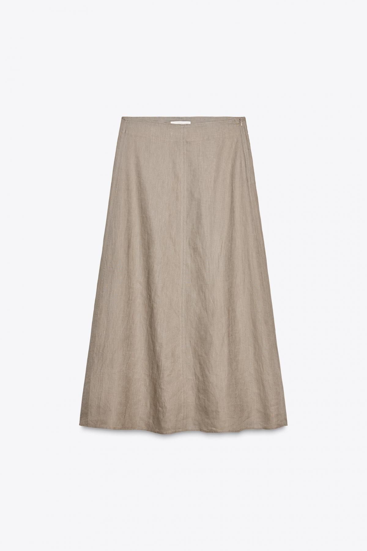 자라 내추럴 린넨 100 미디 스커트 2731/076 MINK - 메인 이미지
