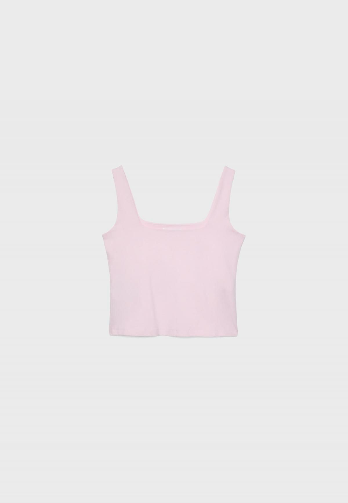 스트라디바리우스 페미닌 스퀘어넥 민소매 베이직 탑 7695/665 PASTEL PINK - 상세 이미지 2