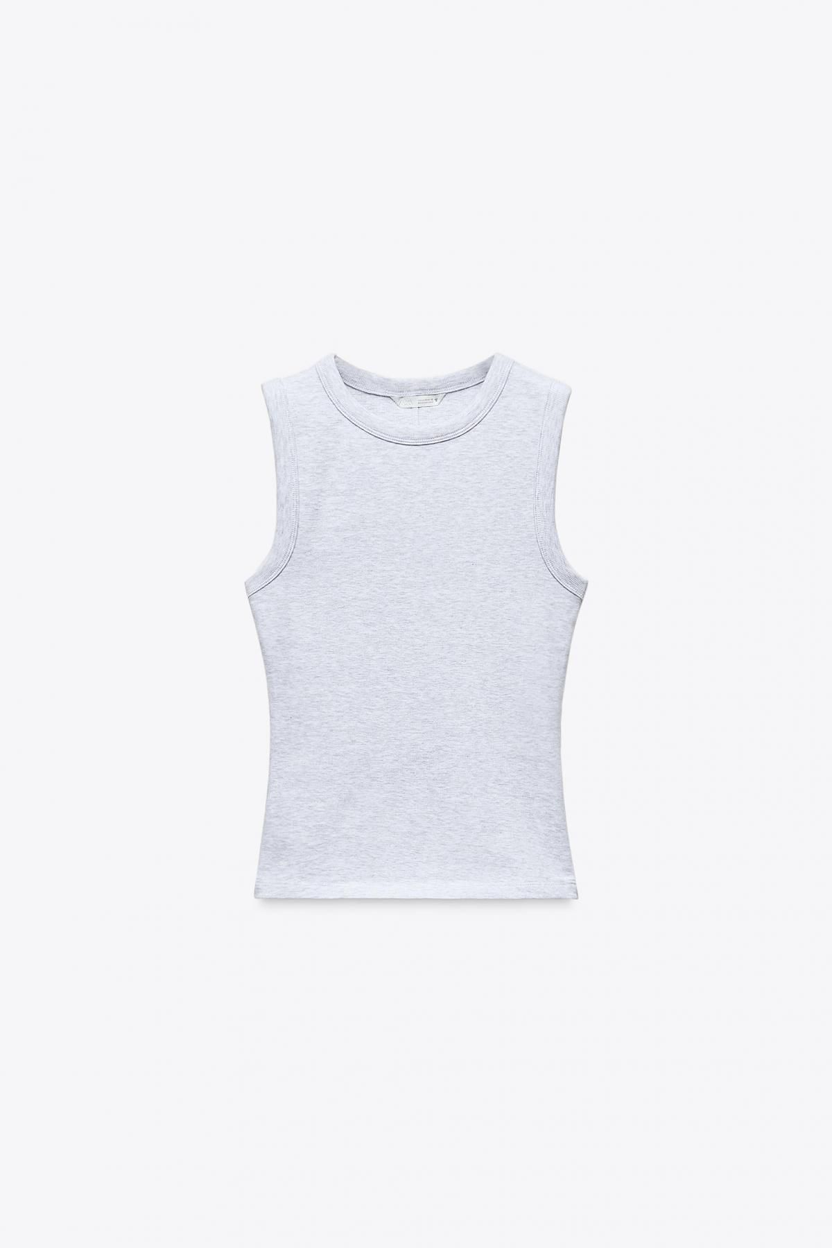 자라 베이직 골지 슬리브리스 탑 4424/300 GREY MARL - 메인 이미지