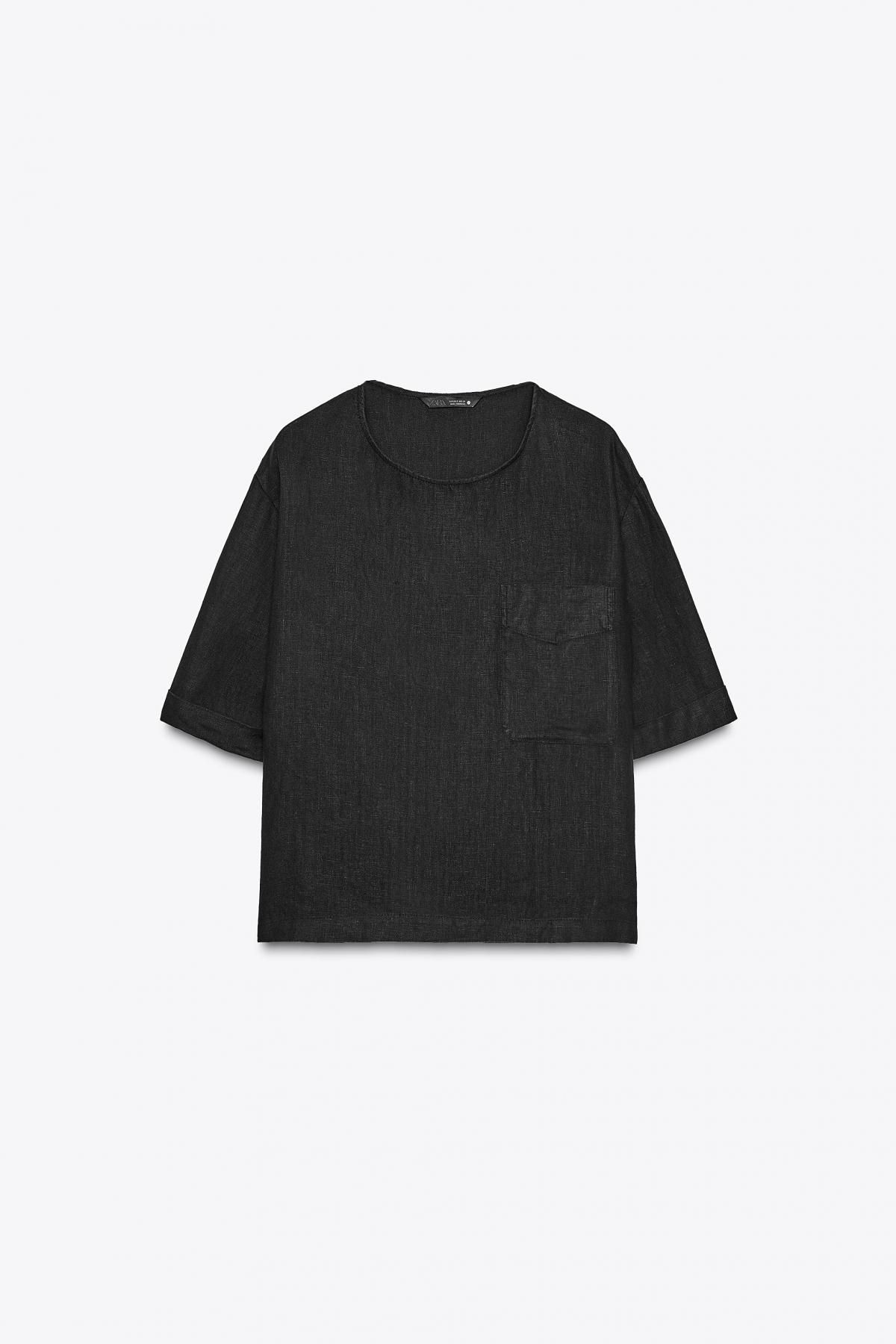 자라 린넨 라운드넥 반팔 티셔츠 4786/118 BLACK - 메인 이미지