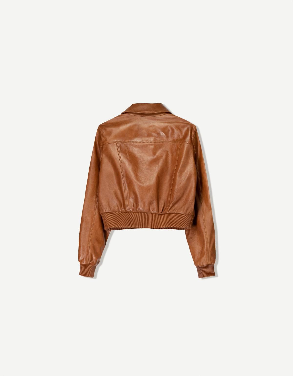 버쉬카 크롭 테크니컬 레더 브라운 재킷 1478/100 BROWN - 상세 이미지 4