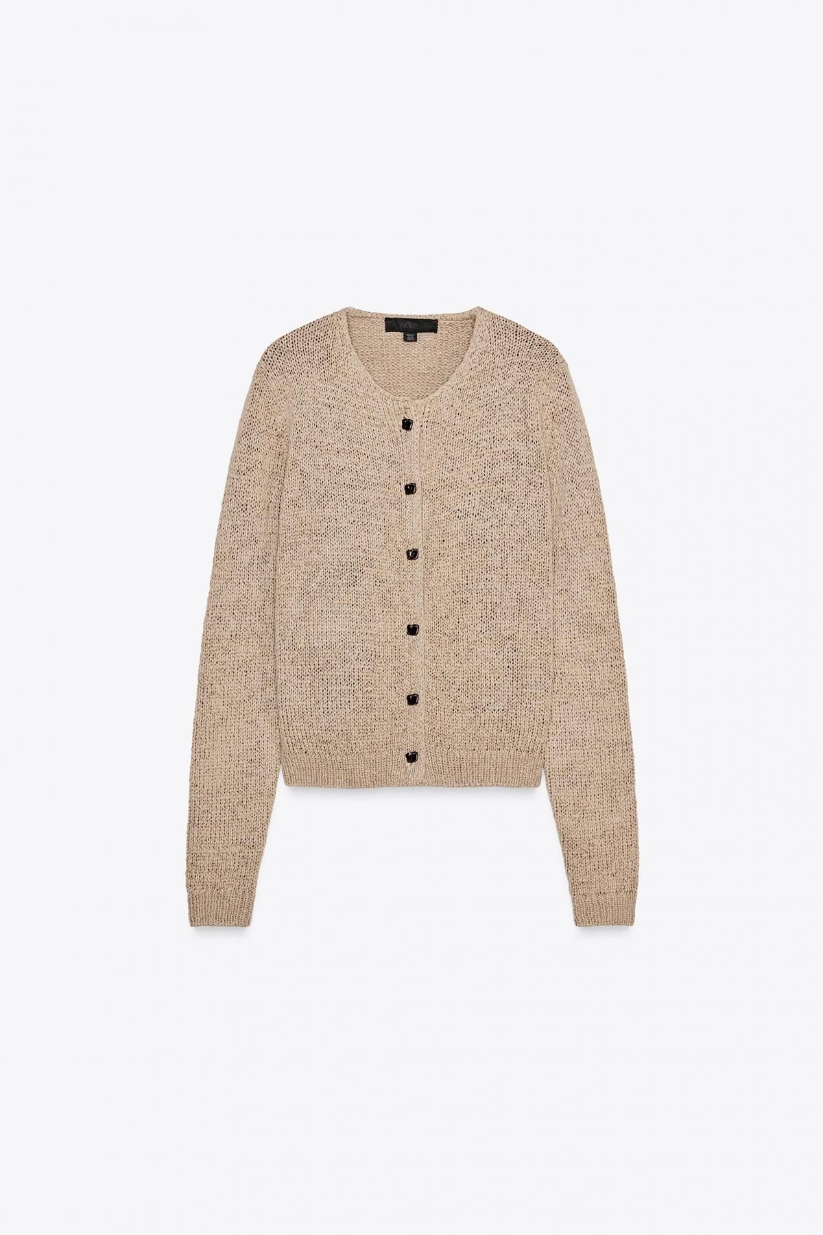 자라 라운드넥 니트 카디건 2893/026 SAND/BROWN - 메인 이미지