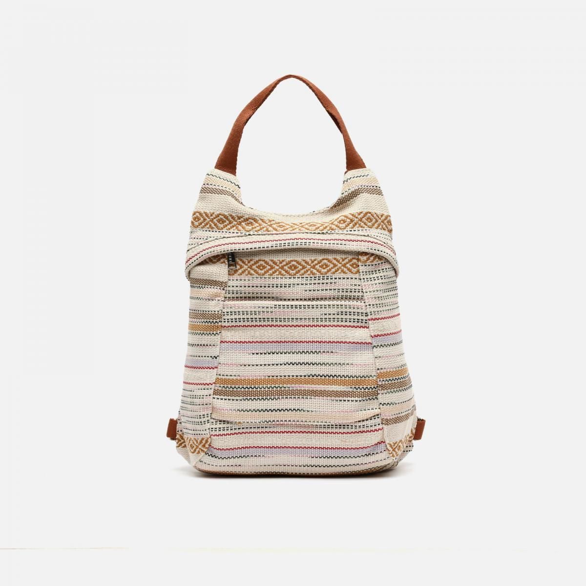 미사코 멀티컬러 자카드 프린트 도난방지 백팩 MICU-4800234117019 BEIGE - 상품 이미지