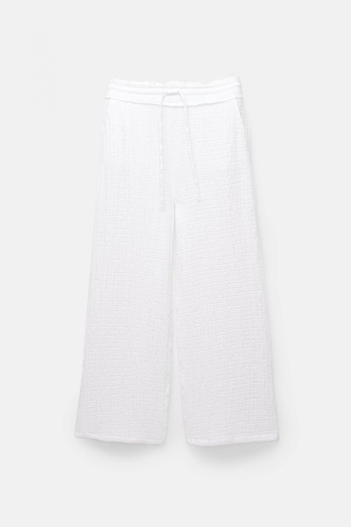 풀앤베어 미니멀 와이드핏 스트레이트 슬랙스 밴딩 웨이스트 팬츠 7675/201 WHITE - 상품 이미지