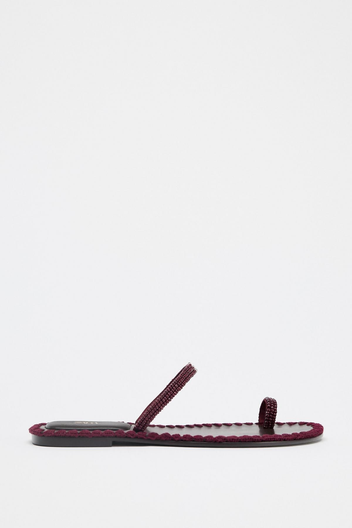 자라 비즈 스트랩 플랫 샌들 3643/510 BURGUNDY RED - 메인 이미지