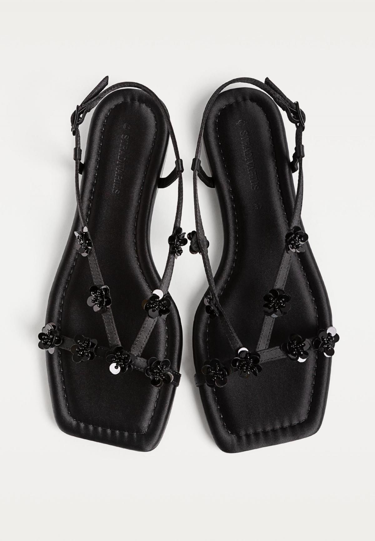 스트라디바리우스 플라워 스트랩 플랫 샌들 블랙 9293/578 BLACK - 상세 이미지 2