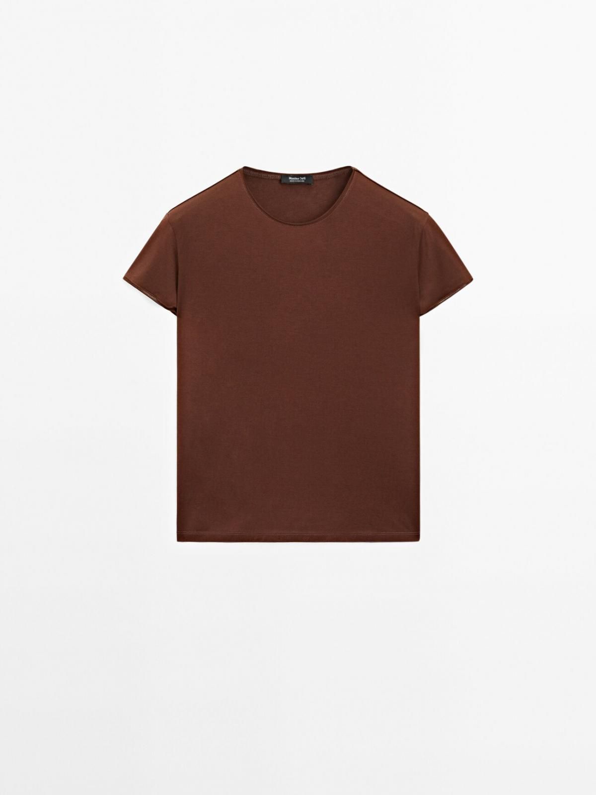 마시모두띠 베이직 100COTTON 라운드넥 반팔 티셔츠 6801/757 CARAMEL - 상품 이미지