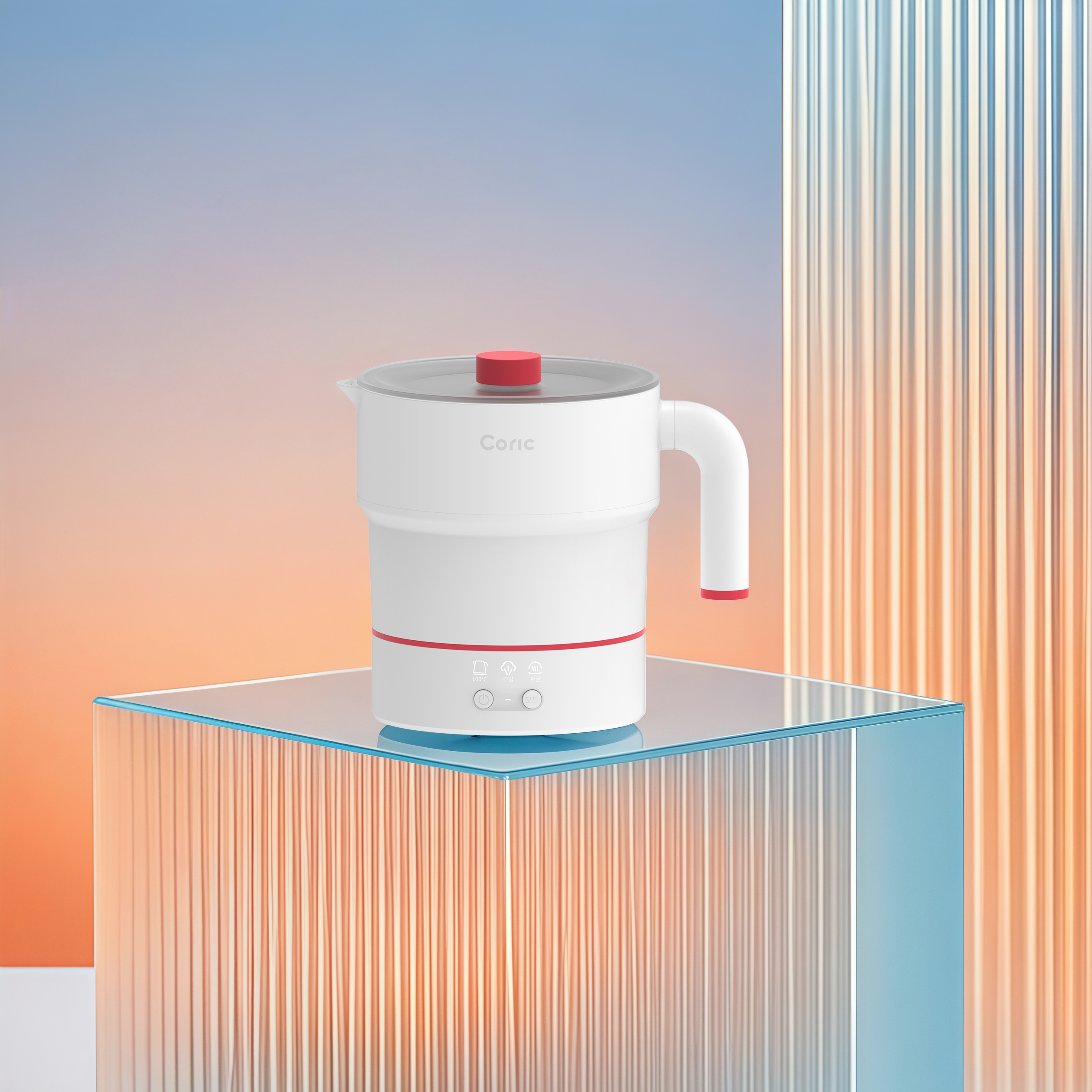 코릭 접이식 멀티쿠커 전기 포트 여행용 휴대용 접이식 티 분유 주전자 커피 미니 차박