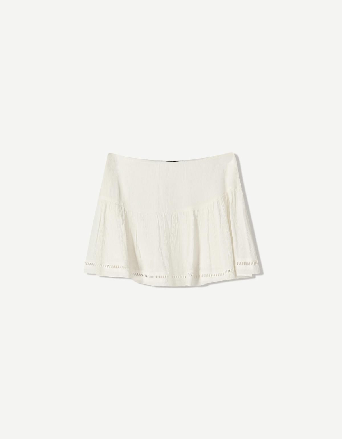 버쉬카 텍스처 플레어 화이트 미니 스커트 6077/494 OFF WHITE - 메인 이미지
