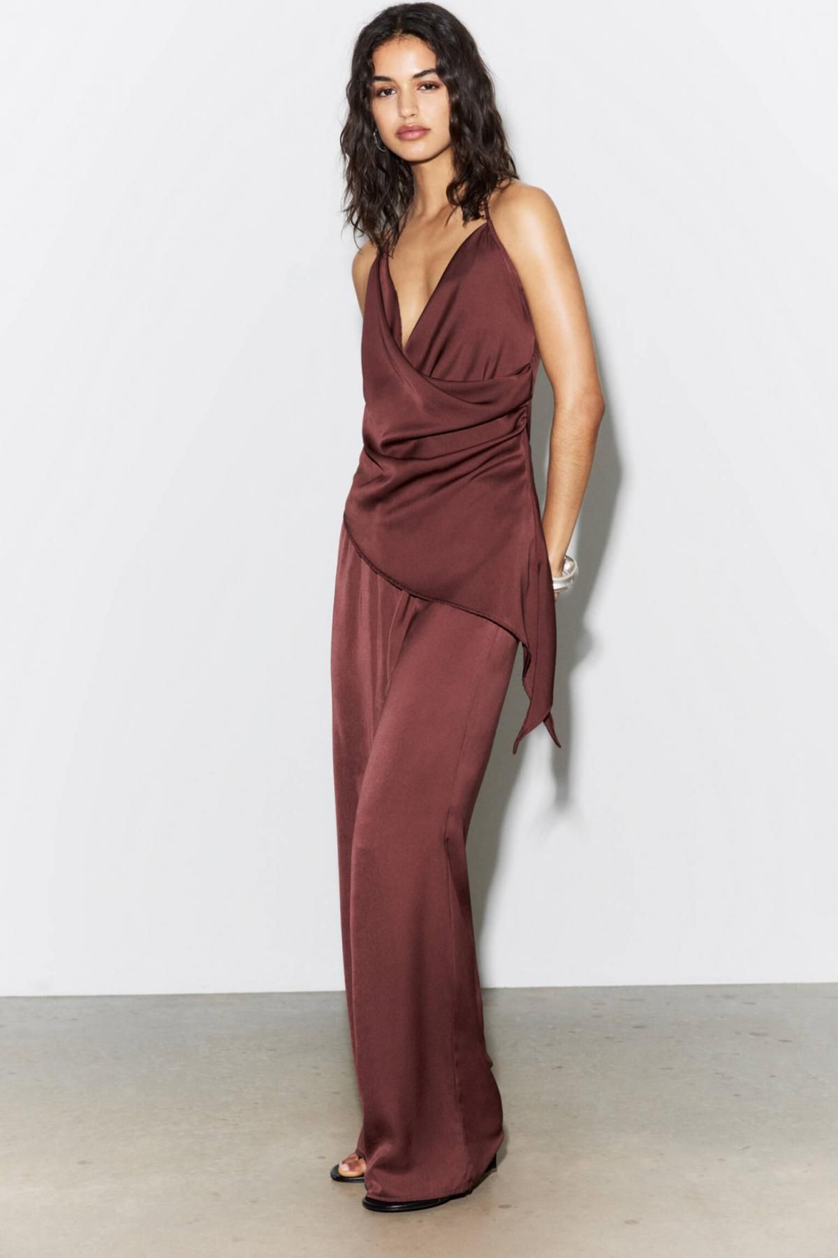 풀앤베어 샤이니 새틴 조거 팬츠 7675/322 BROWN - 상세 이미지 2