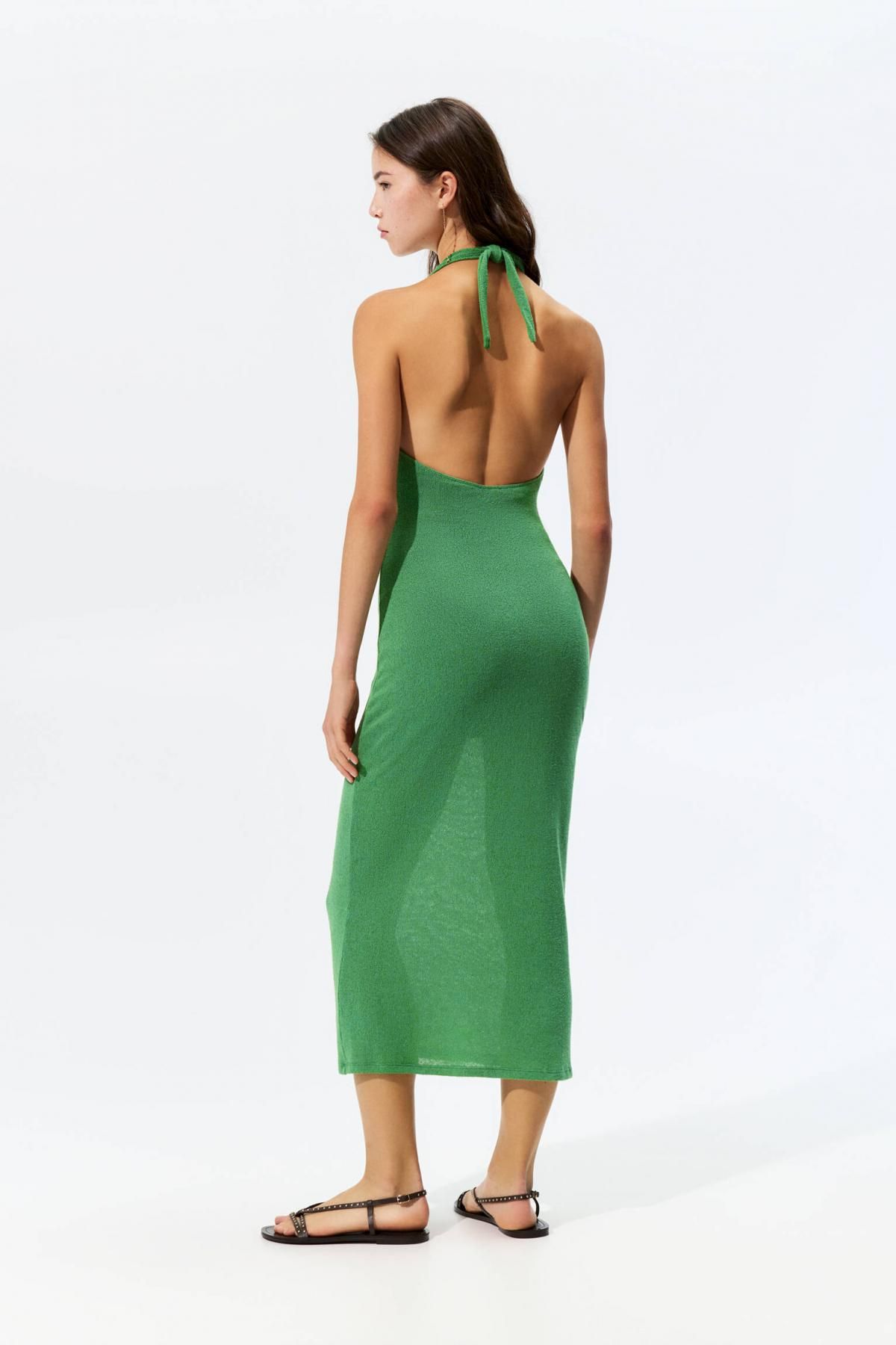 풀앤베어 트렌디 니트 홀터넥 미디 원피스 7394/327 MEDIUM GREEN - 상세 이미지 4