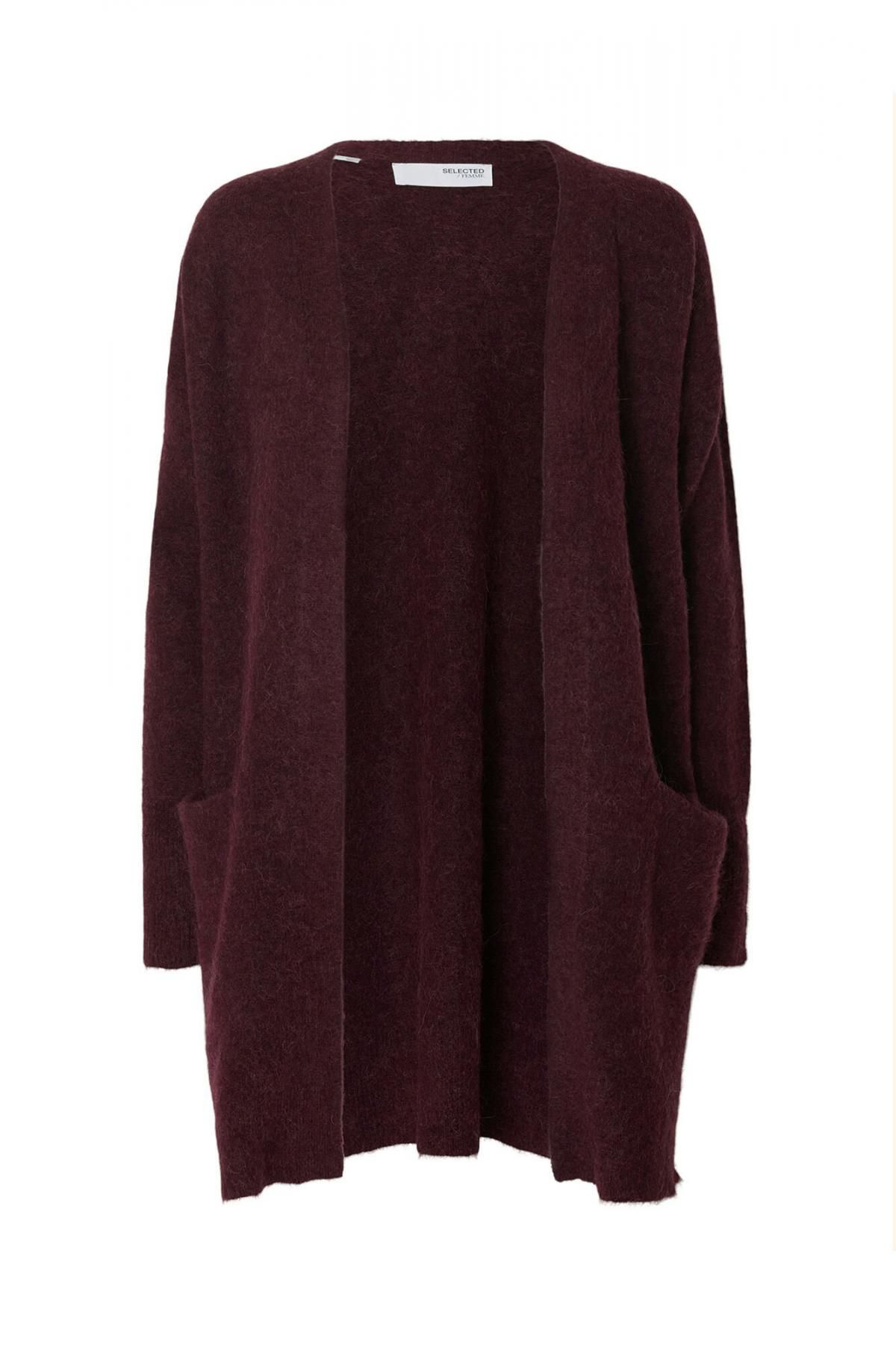 셀렉티드 버건디 알파카 오버핏 포켓 롱 가디건 5795211 MORADO - 상품 이미지