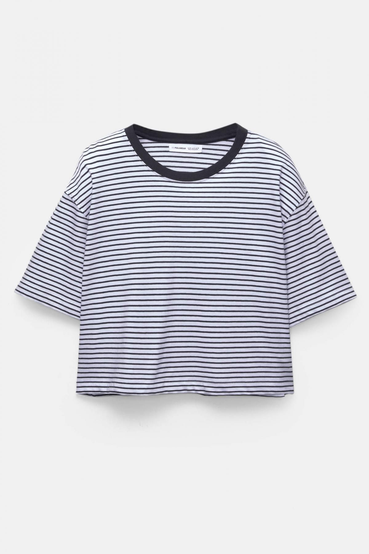 풀앤베어 스트라이프 크롭 반팔 티셔츠 3245/390 STRIPED - 상품 이미지