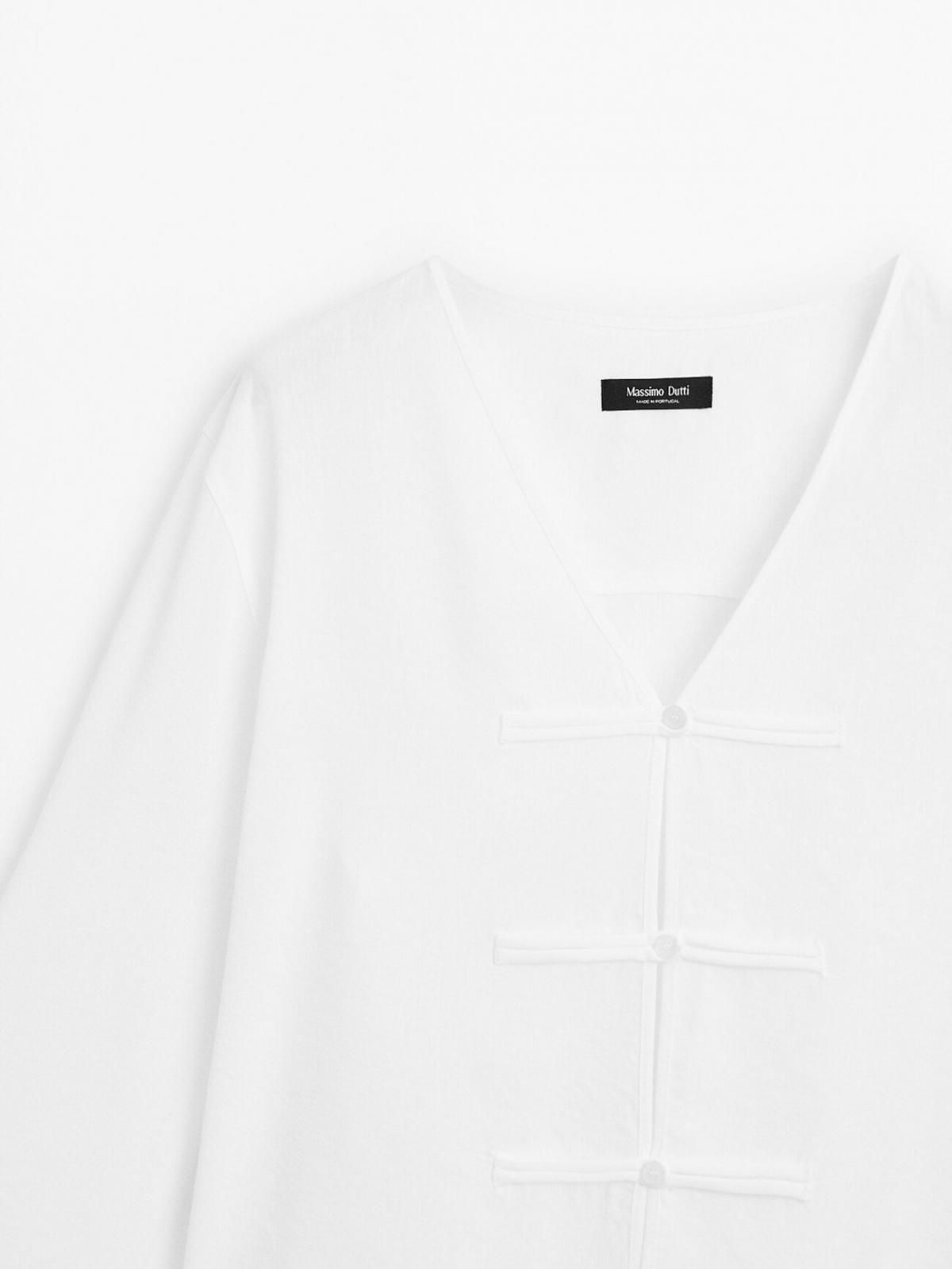 마시모두띠 내추럴 린넨 블렌드 플루이드 브이넥 키모노 블라우스 5124/536 WHITE - 상세 이미지 5