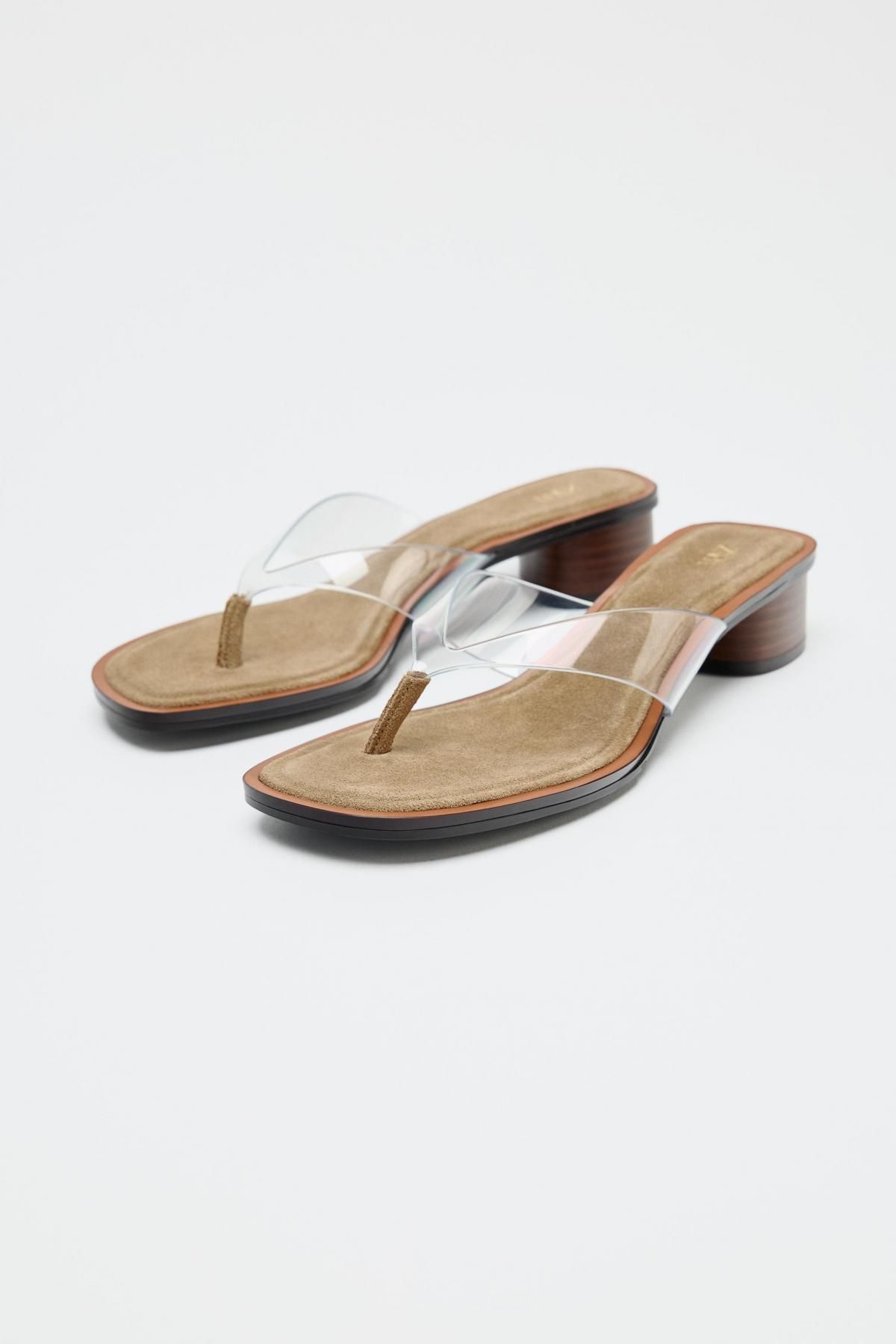 자라 트렌디 비닐 스트랩 블록힐 샌들 2350/510 LIGHT BEIGE - 상세 이미지 3