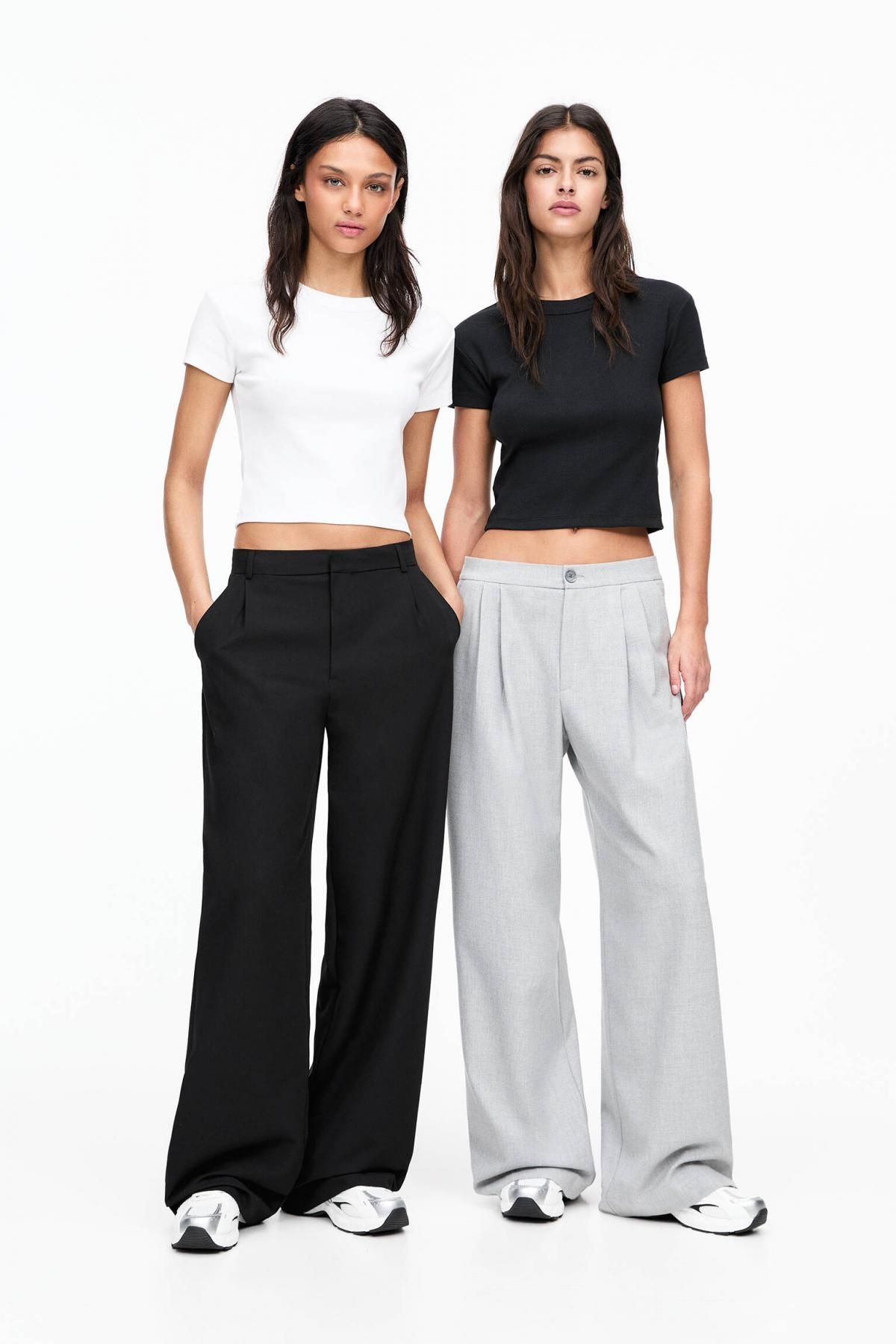 풀앤베어 베이직 골지 코튼 반팔 라운드넥 티셔츠 2팩 3245/425 WHITE/BLACK - 상세 이미지 2