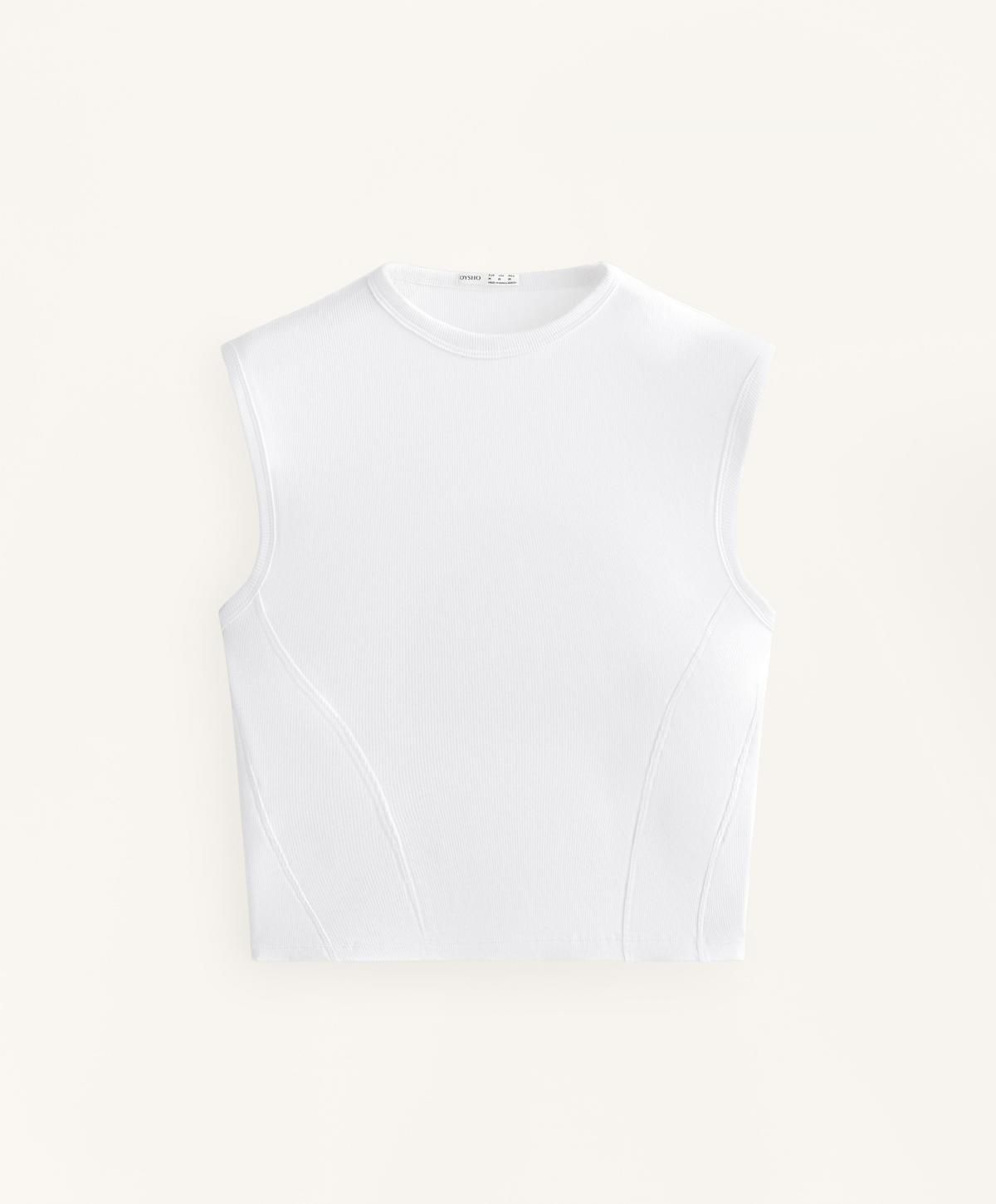 오이쇼 미니멀 골지 코튼 모달 슬리브리스 탑 0400/131 WHITE - 상품 이미지