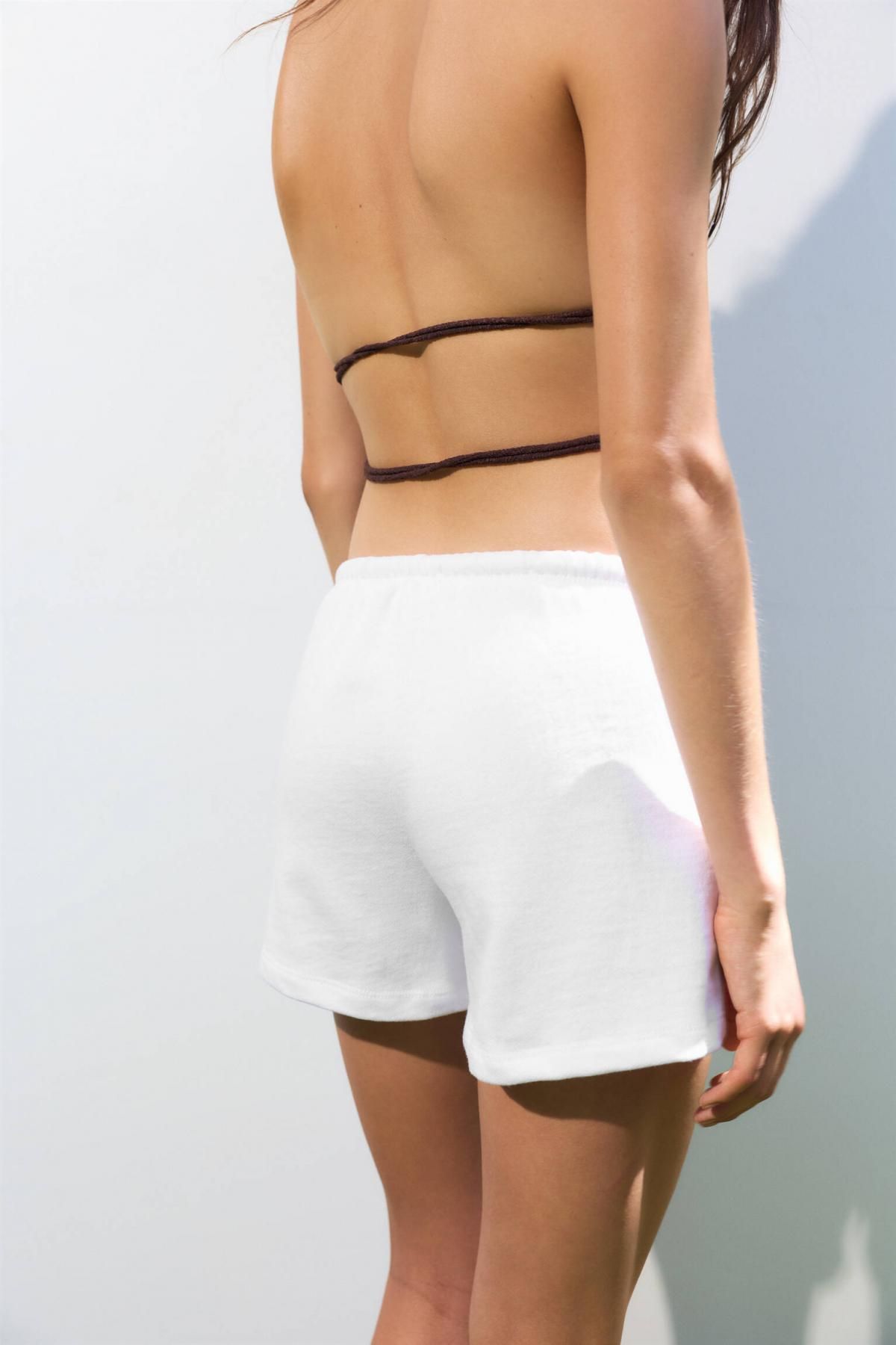 풀앤베어 화이트 드로스트링 코튼 조거 반바지 3696/301 OFF WHITE - 상세 이미지 4