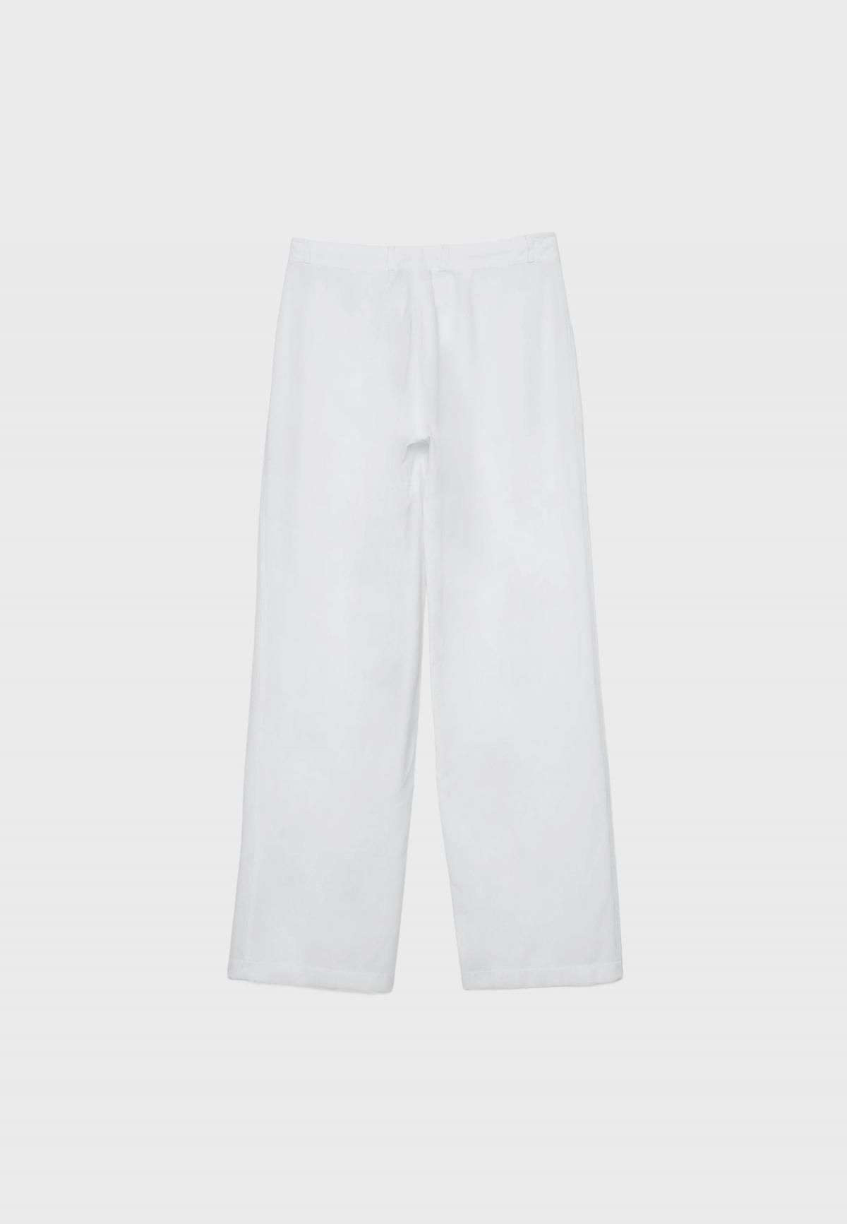 스트라디바리우스 린넨 블렌드 와이드 스트레이트 팬츠 포켓 디테일 7257/450 WHITE - 상세 이미지 3