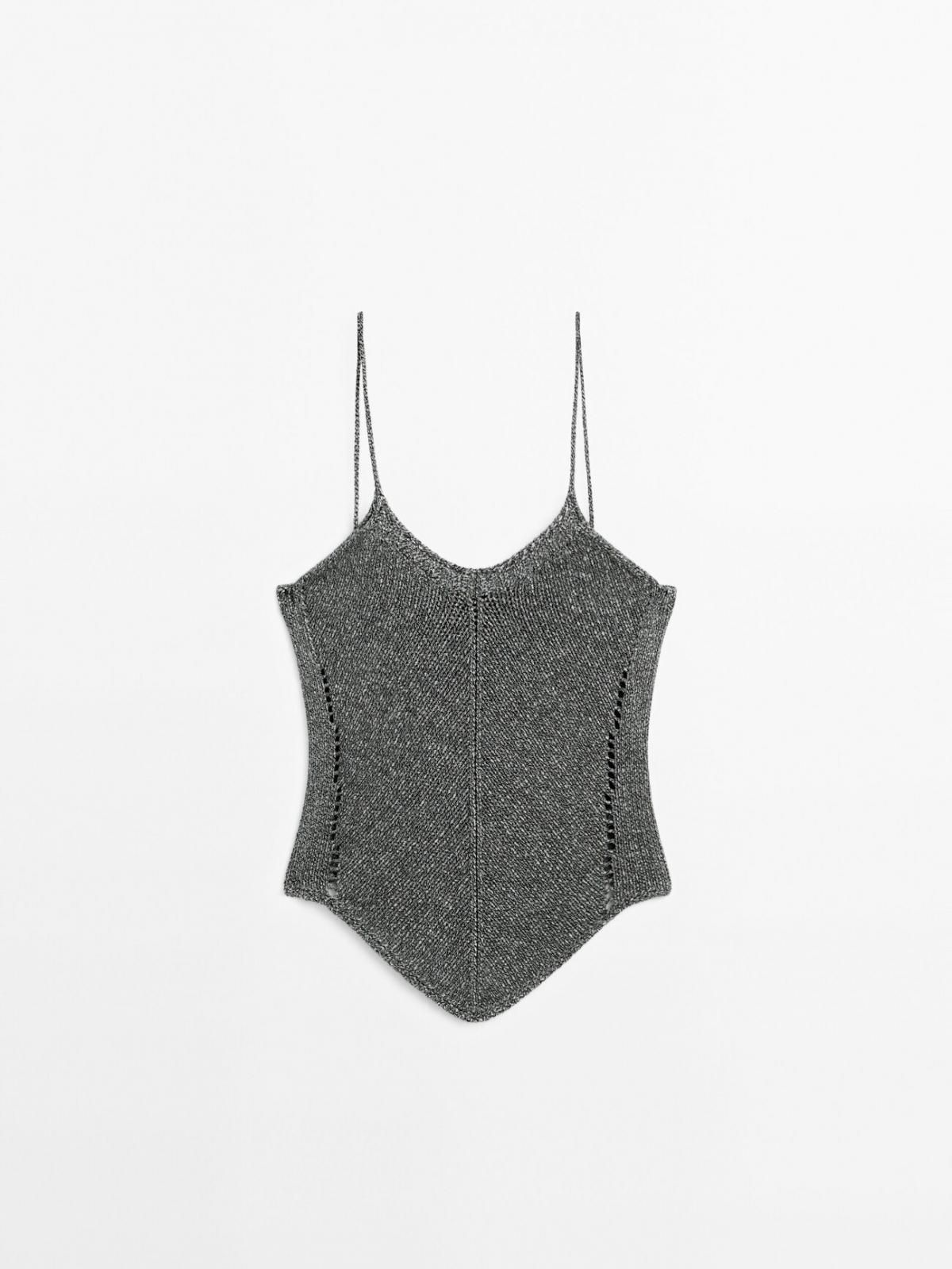 마시모두띠 미니멀 100 코튼 니트 스트랩 슬리브 탑 5613/734 ANTHRACITE GREY - 상품 이미지