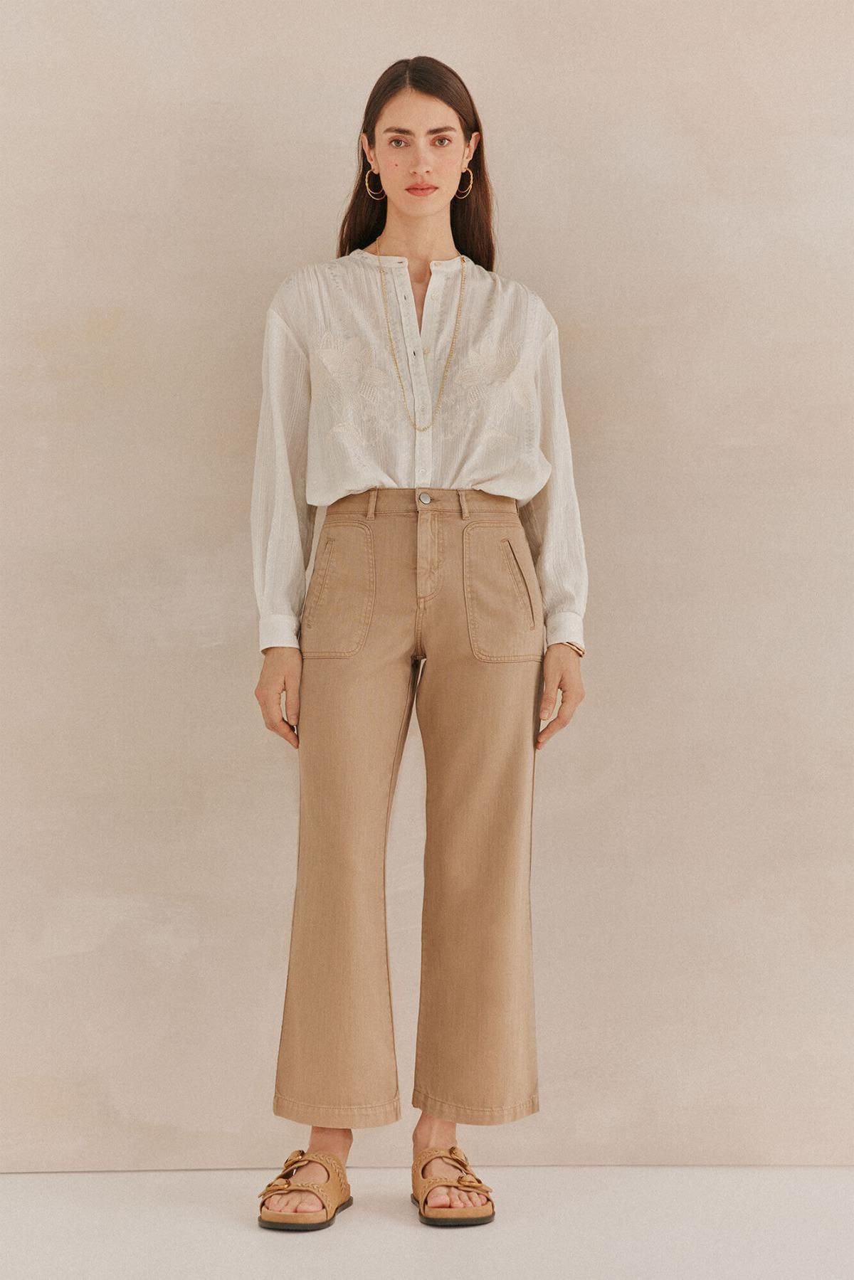 호스 인트로피아 와이드핏 TENCEL 슬랙스 팬츠 Paliana 8029134 MARFIL - 상세 이미지 2