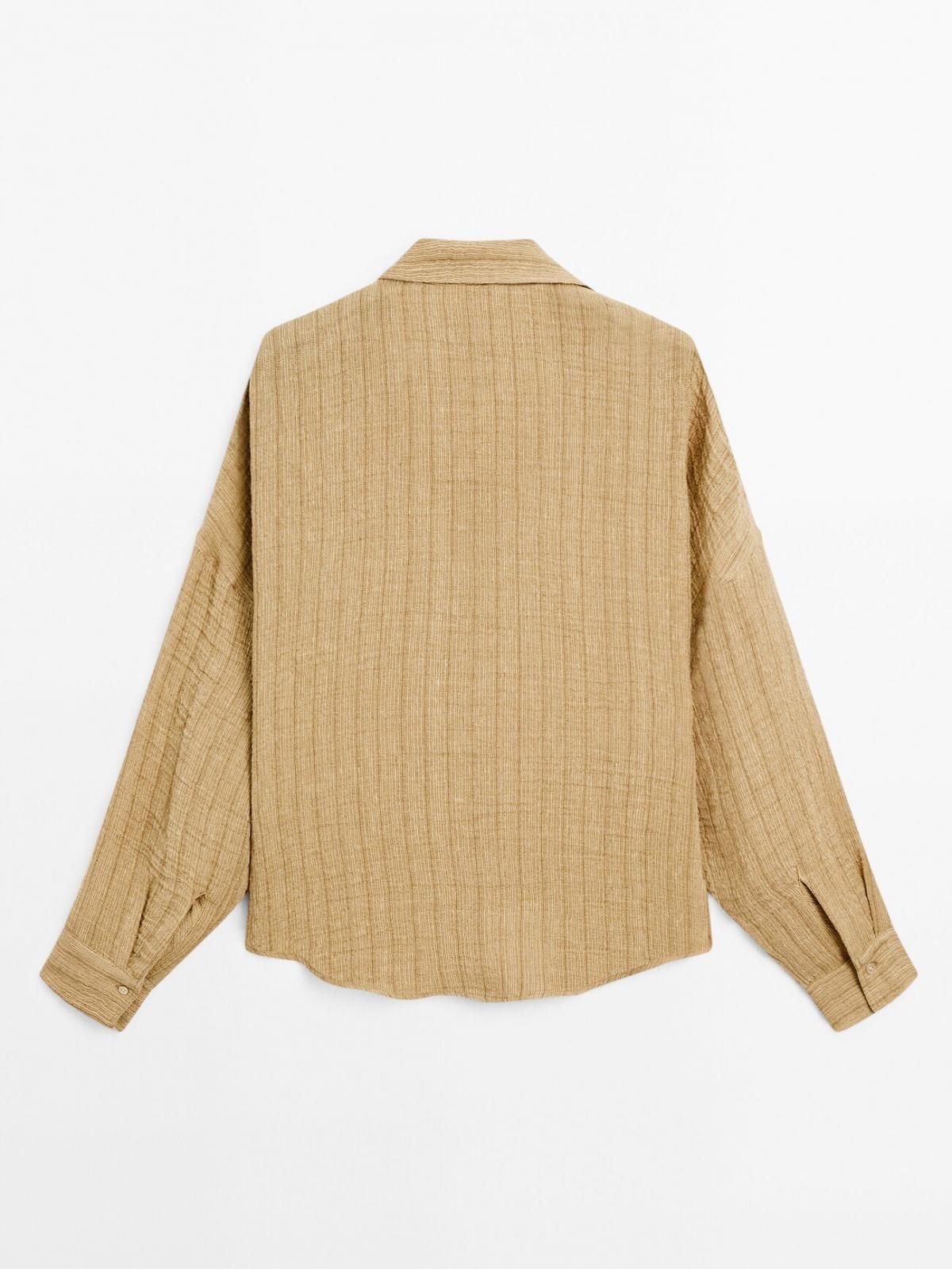 마시모두띠 린넨블렌드 내추럴 오픈폴로카라 블라우스 5111/712 MUSTARD YELLOW - 상세 이미지 3