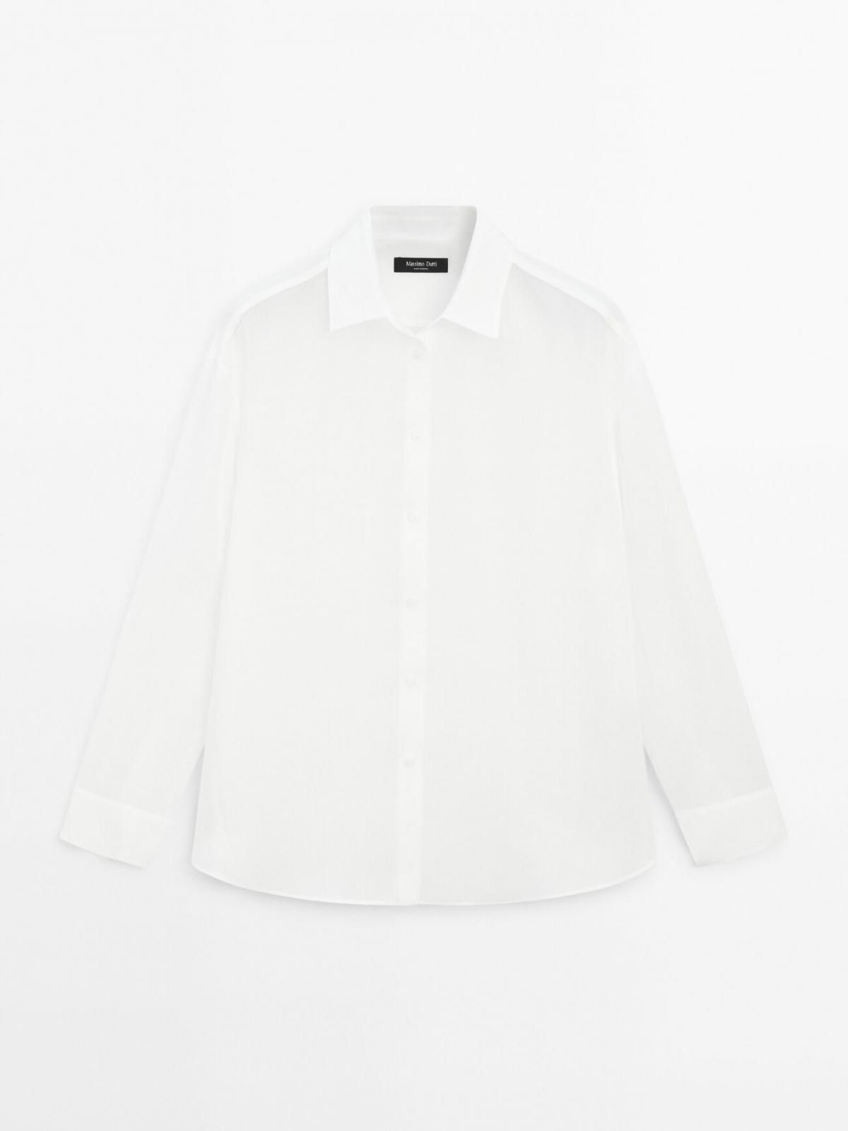 마시모두띠 내추럴 라미 블렌드 루즈핏 긴팔 셔츠 5107/875 WHITE - 상품 이미지