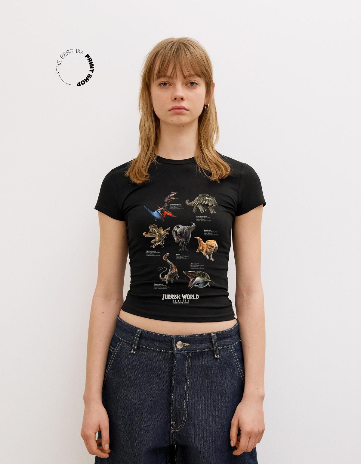 버쉬카 쥬라기월드 프린트 그래픽 블랙 반팔 티셔츠 2686/809 BLACK - 상품 이미지