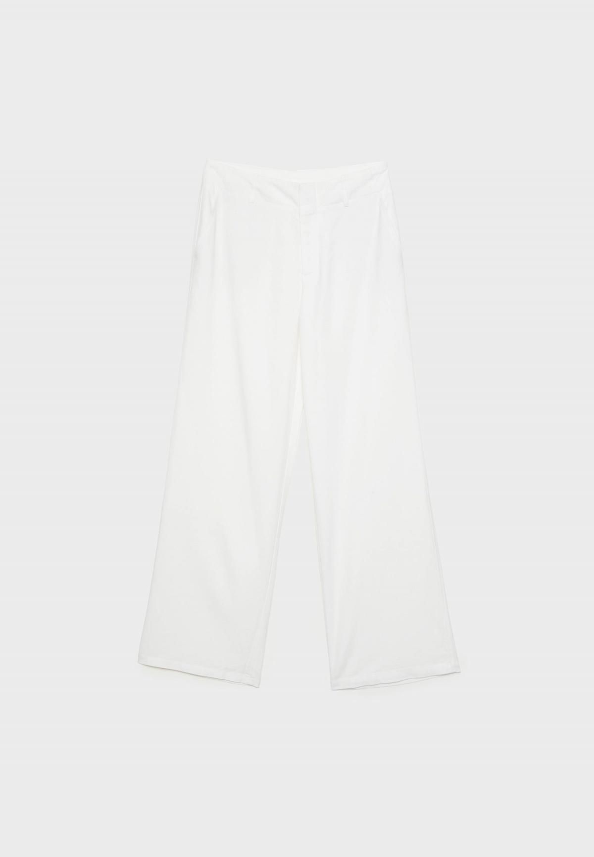 스트라디바리우스 린넨블렌드 하이웨이스트 스트레이트 슬랙스 팬츠 4020/100 ECRU - 상세 이미지 2