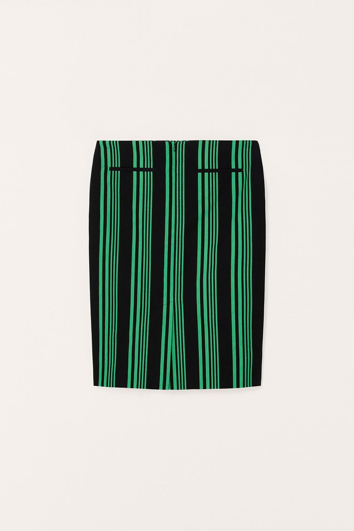 자라 스트라이프 코튼 니트 미니 스커트 3702/779 BLACK / GREEN - 상세 이미지 5
