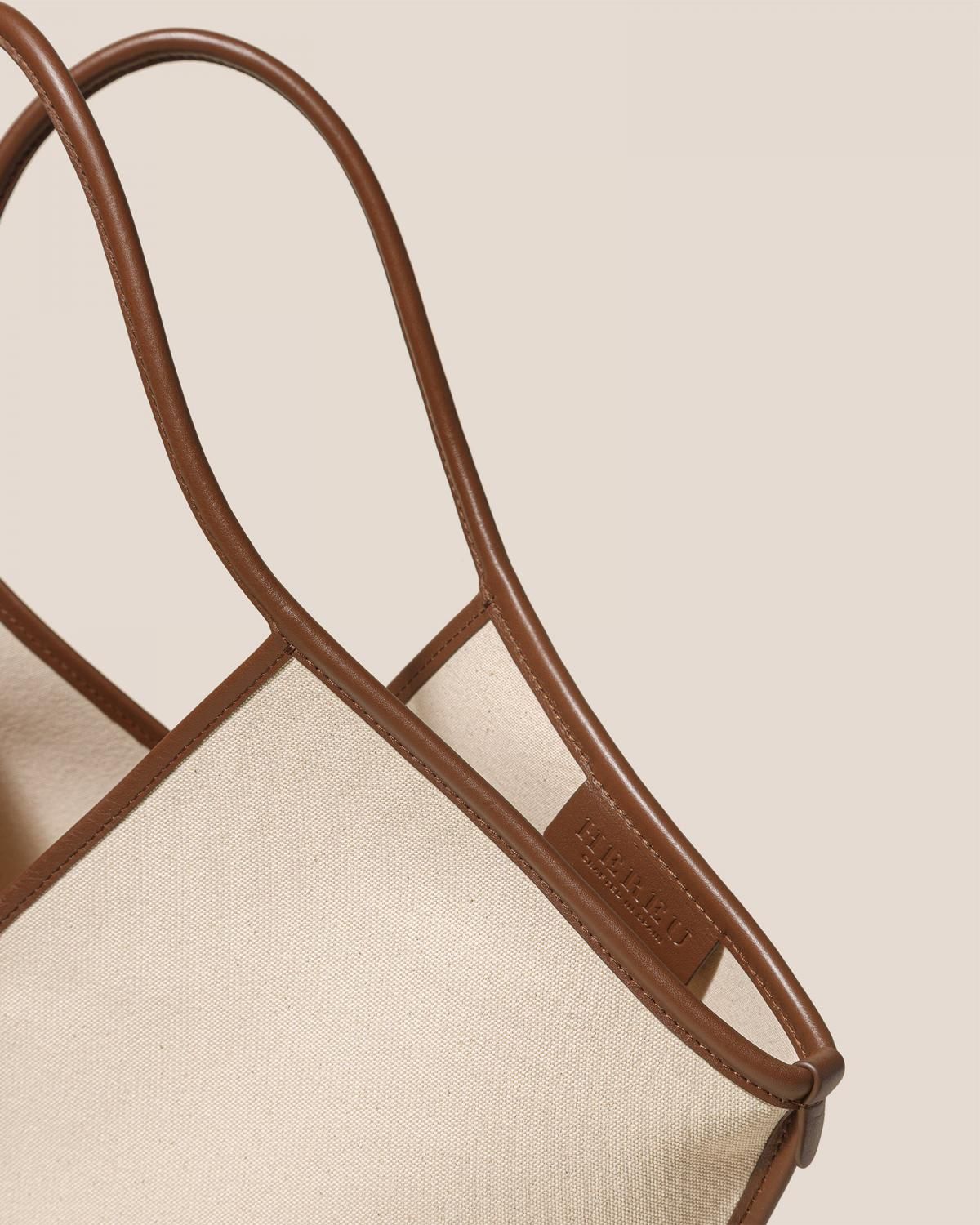 헤레우 CALELLA 오가닉 코튼 레더트림 토트백 7697106043096 BEIGE/CHESTNUT - 상세 이미지 2
