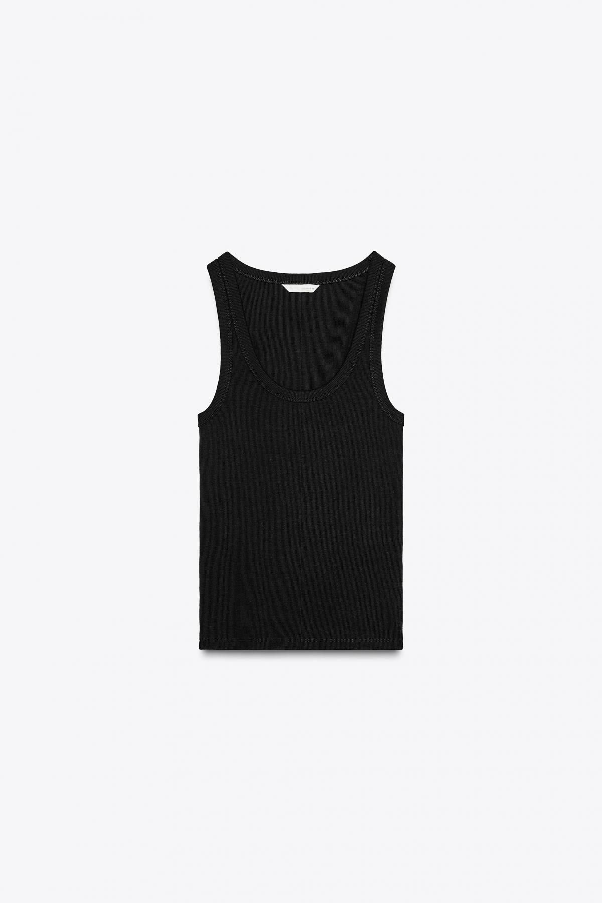 자라 리브드 스트래피 탑 3253/339 BLACK - 메인 이미지
