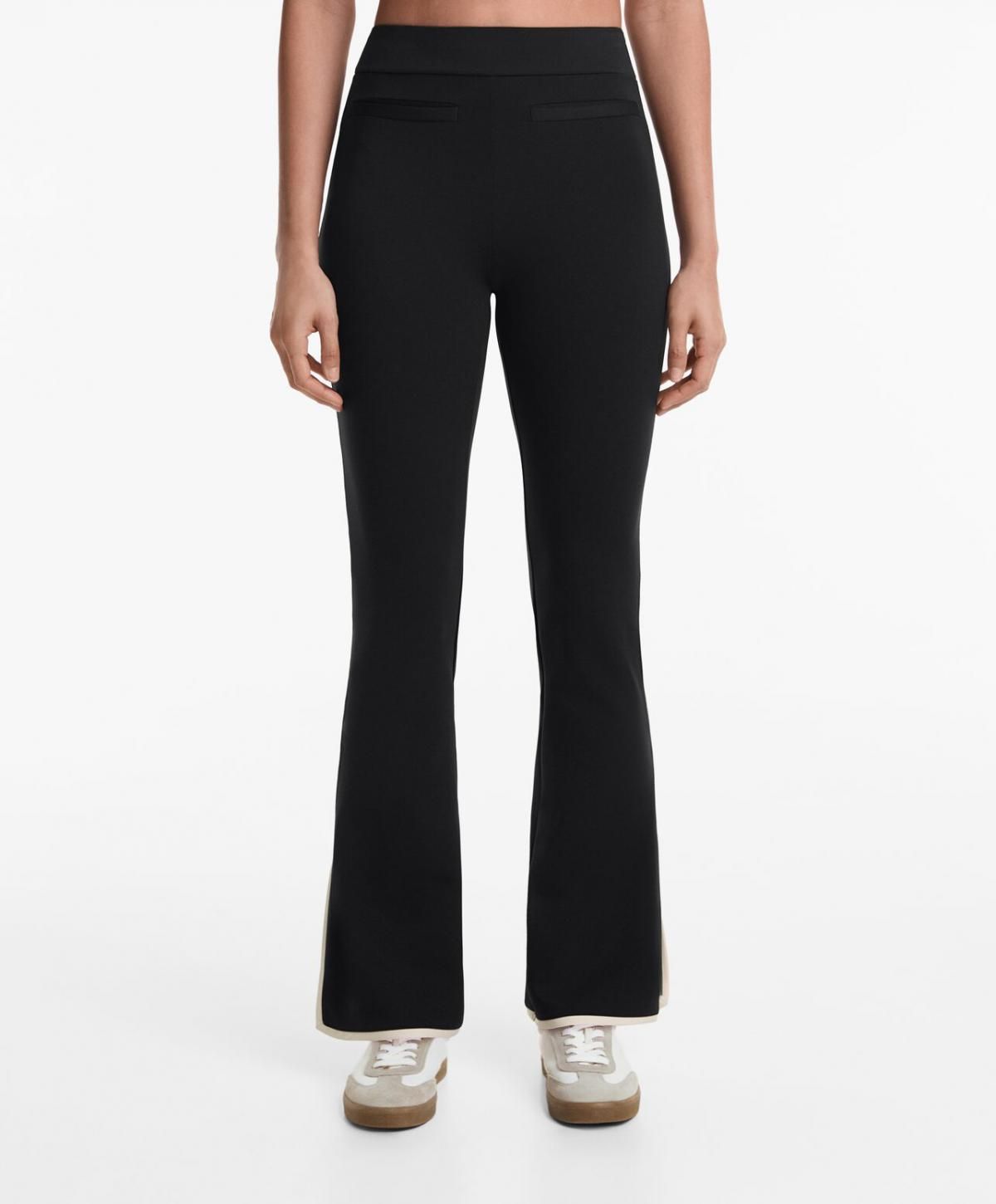 오이쇼 하이웨이스트 네오프렌 테크니컬 배색 플레어 팬츠 3219/231 BLACK - 상품 이미지