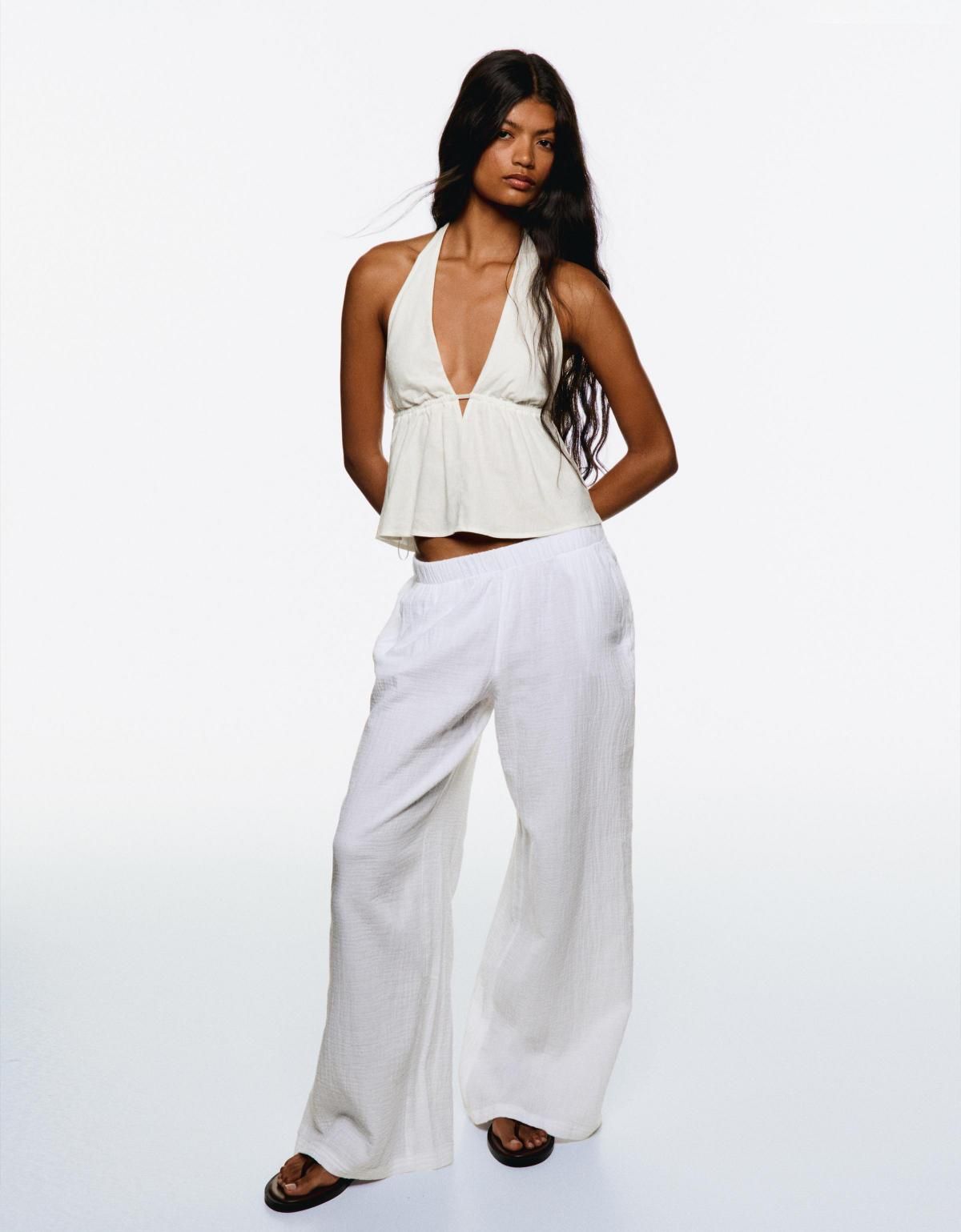 버쉬카 리넨 블렌드 홀터 베스트 3805/741 WHITE - 상세 이미지 3