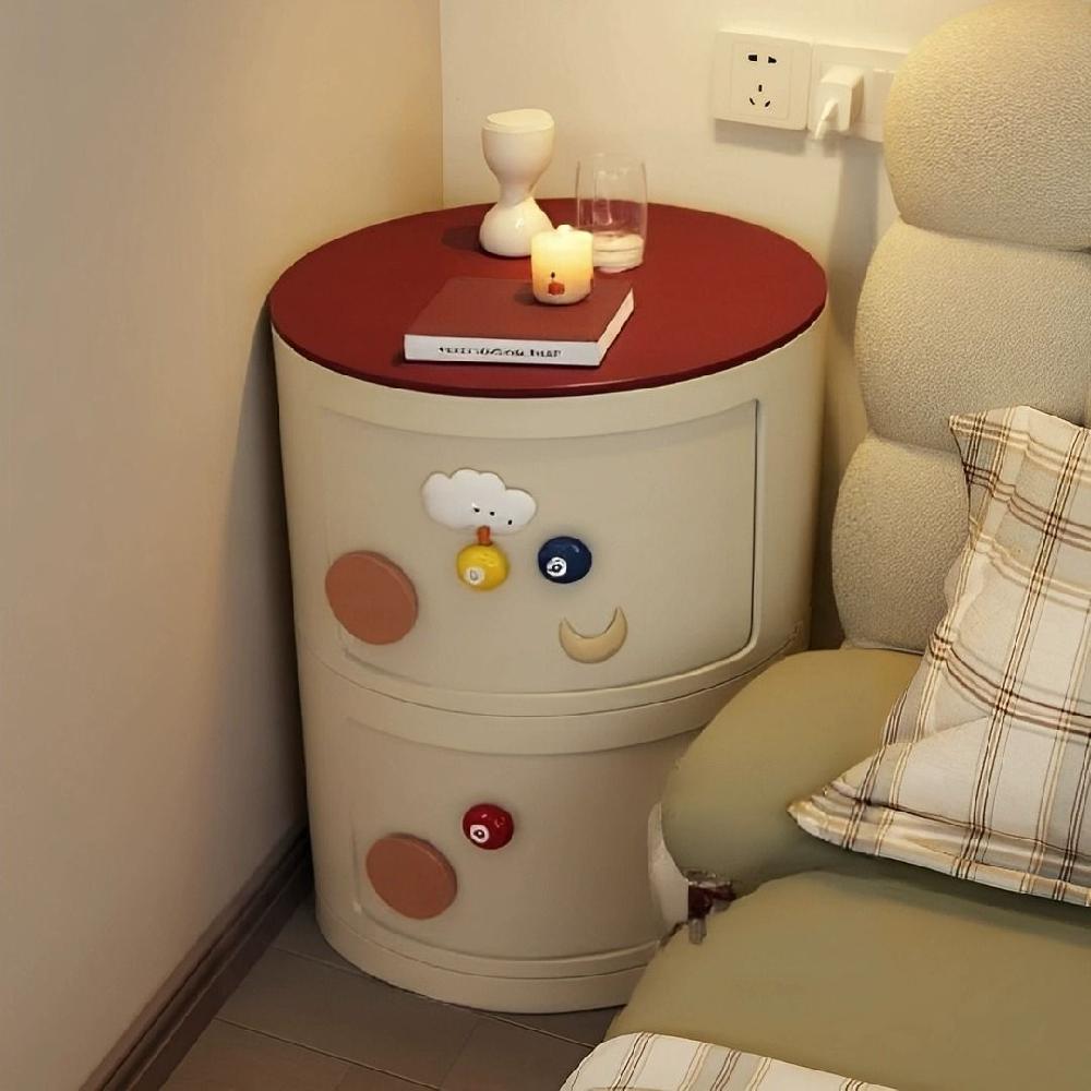 침대 옆 원통형 서랍장 공부방 수납장 보조테이블 화이트 1단