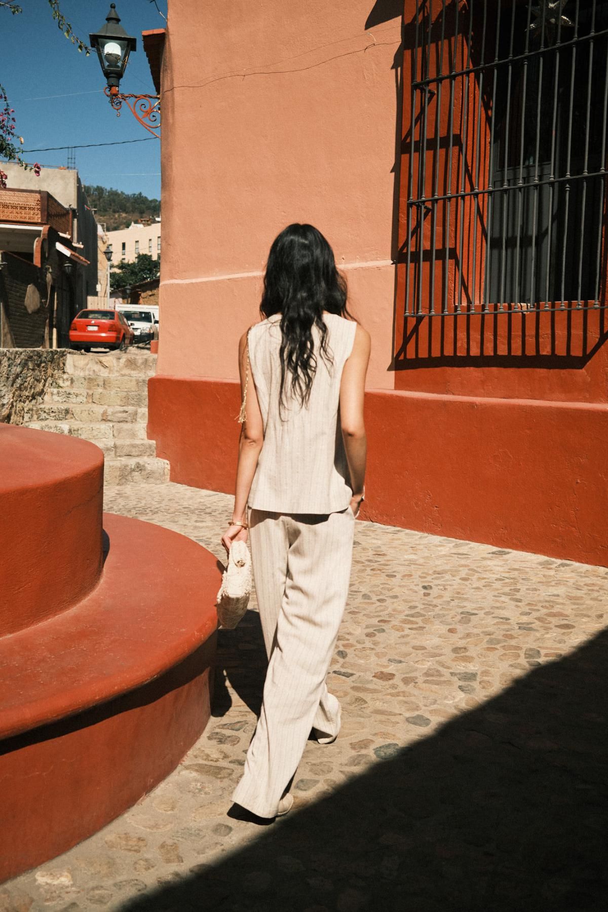 호스 인트로피아 린넨 스트라이프 루렉스 와이드 팬츠 6549013 GRIS - 상세 이미지 3