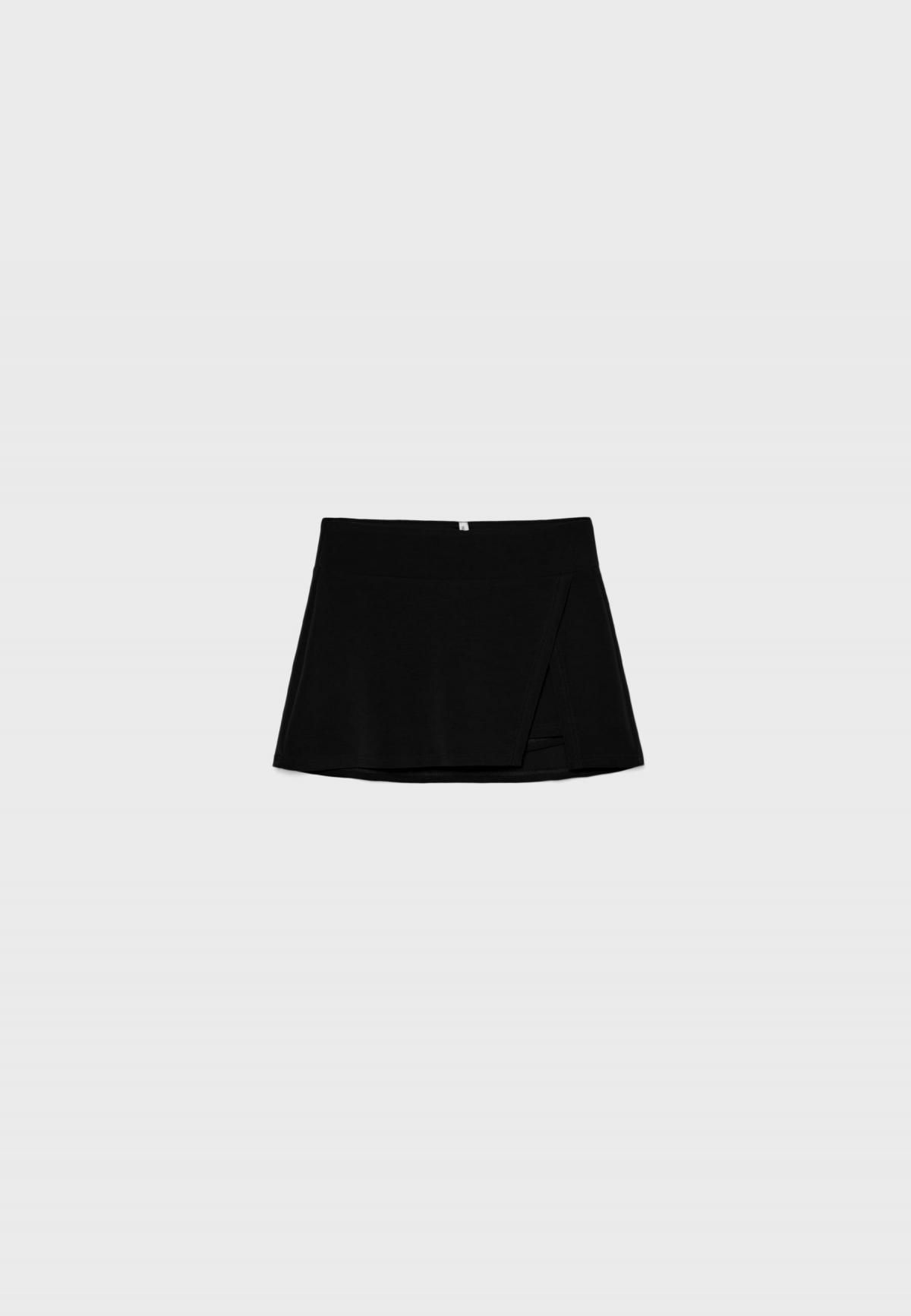 스트라디바리우스 하이웨이스트 소프트 모달 슬릿 스커트팬츠 7667/313 BLACK - 상품 이미지