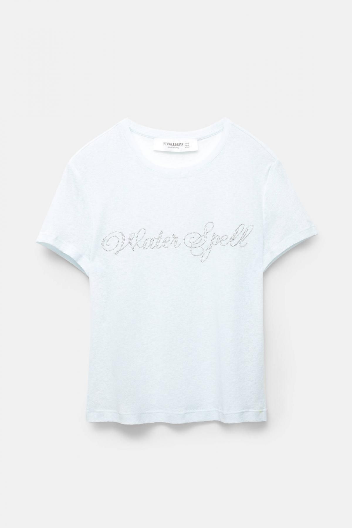 풀앤베어 트렌디 큐빅 슬로건 라운드넥 반팔 티셔츠 7150/418 PALE BLUE - 상품 이미지