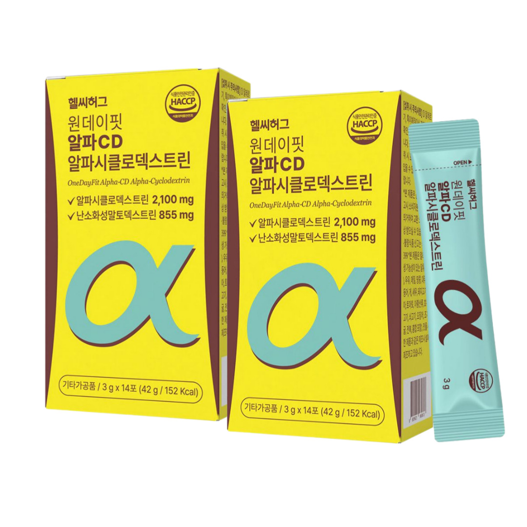 헬씨허그 원데이핏 알파CD 알파시클로덱스트린 난소화성말토덱스트린 식이섬유 14포, 2개 - 상품 이미지